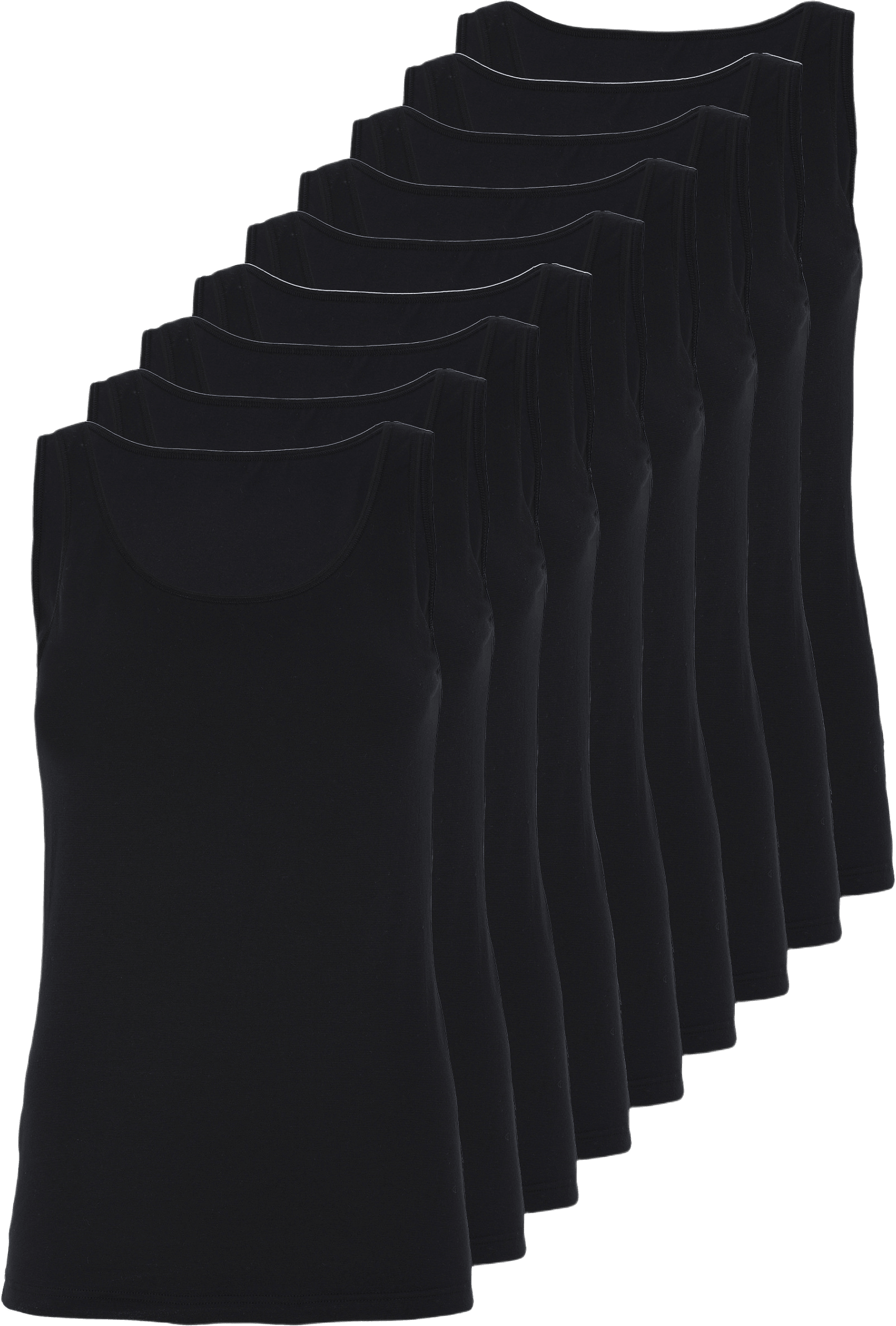 Ekologisk Bomull, Undertröja Breda Axelband, 9-pack, Svart, från Decoy, i färgen black.