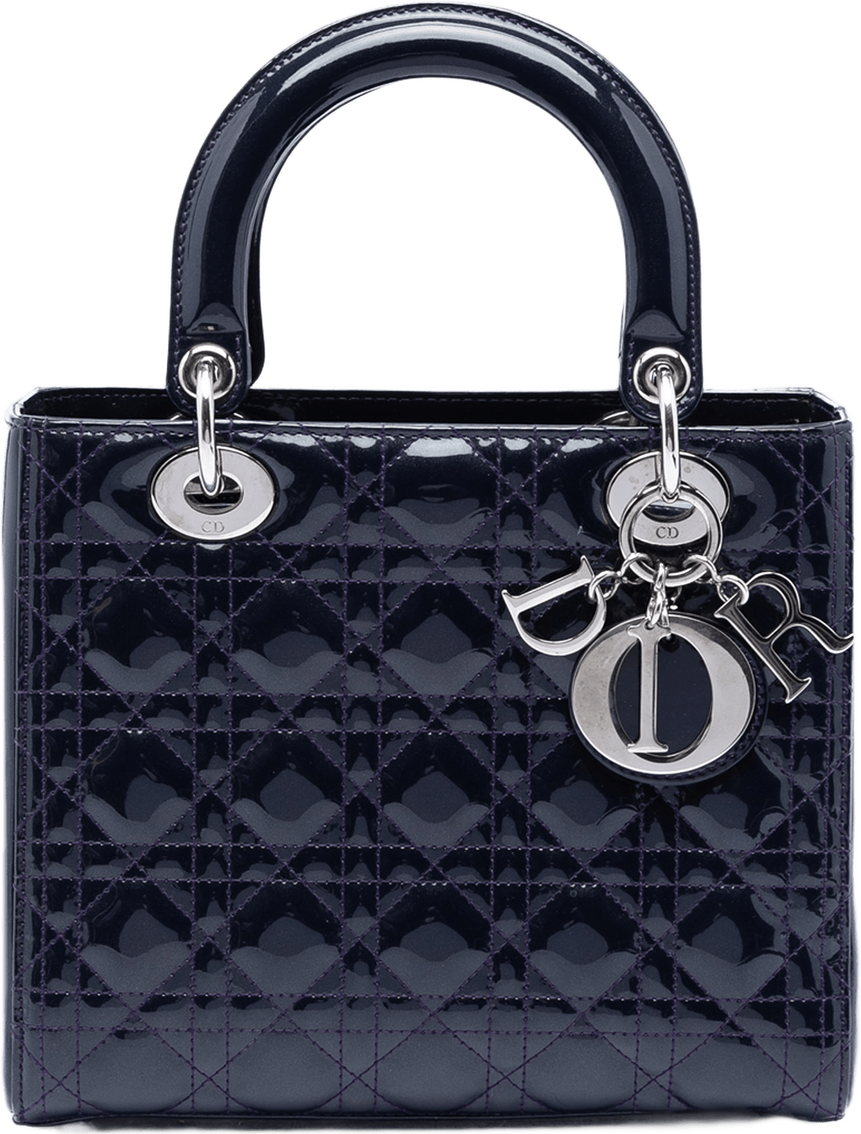 Dior Medium Patent Cannage Lady Dior, från Luxclusif, i färgen purpur.