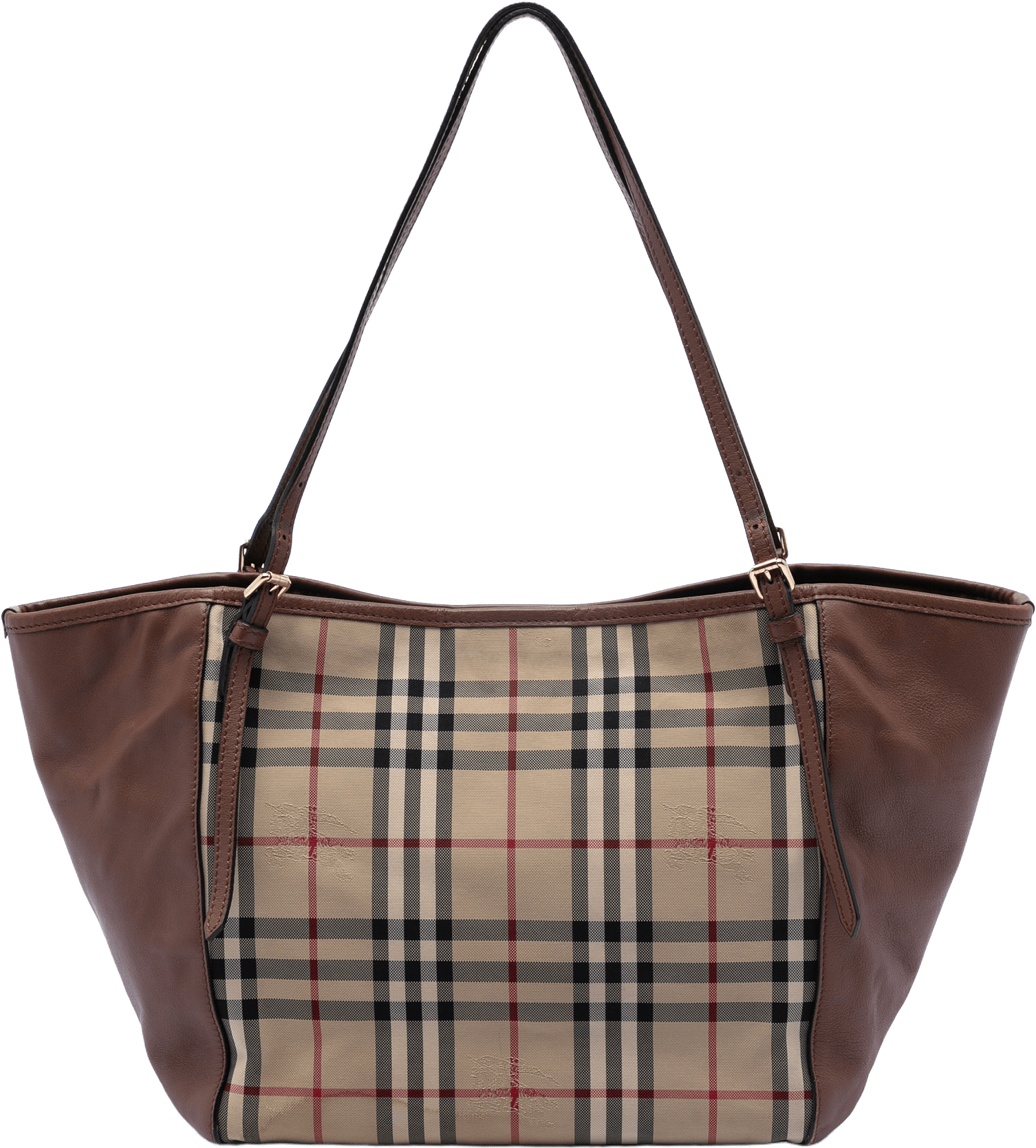 Burberry Small Haymarket Check Canvas And Leather Canterbury Tote, från Luxclusif, i färgen beige.