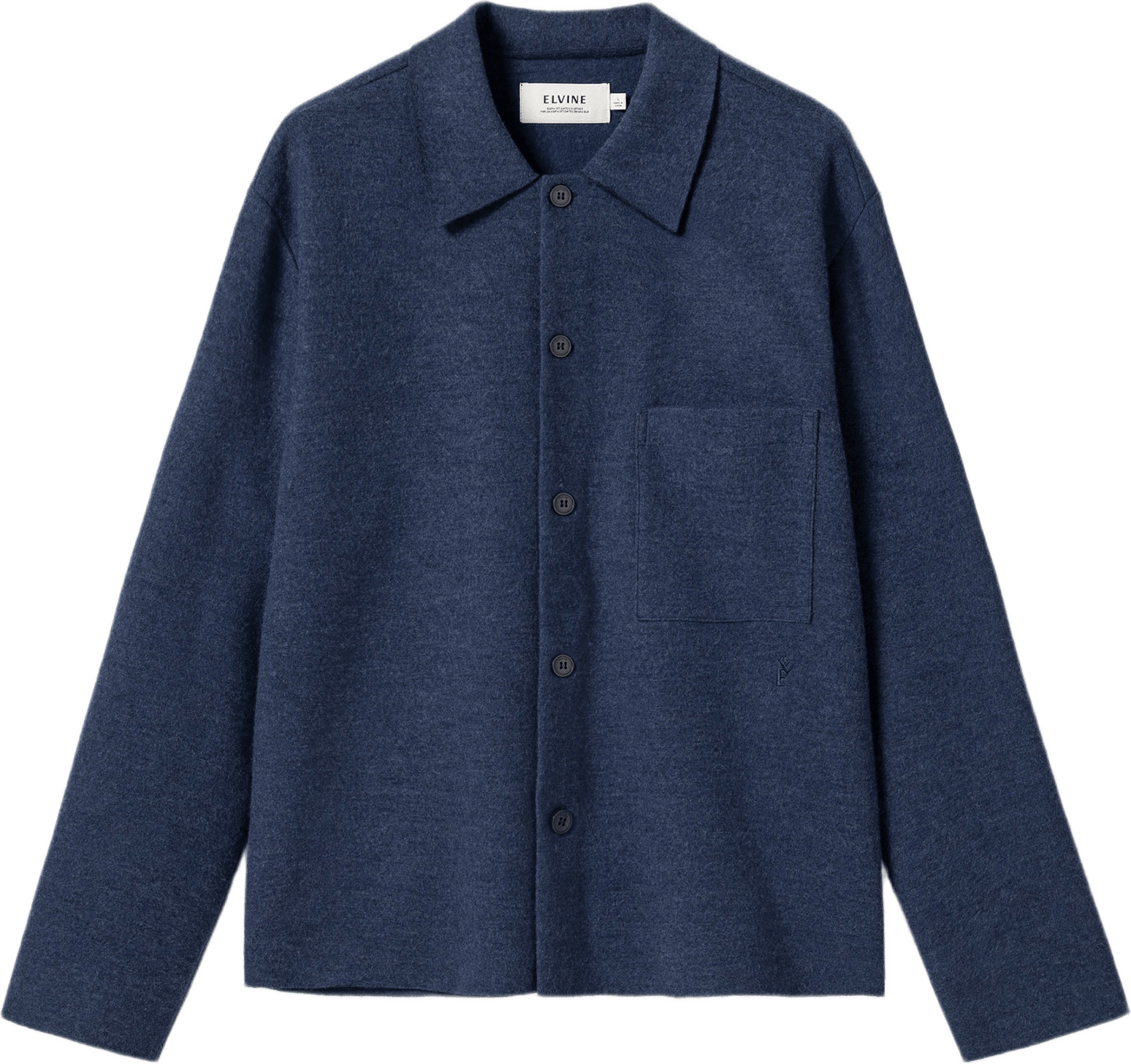 Boiled Wool Overshirt, från ELVINE, i färgen blue melange.