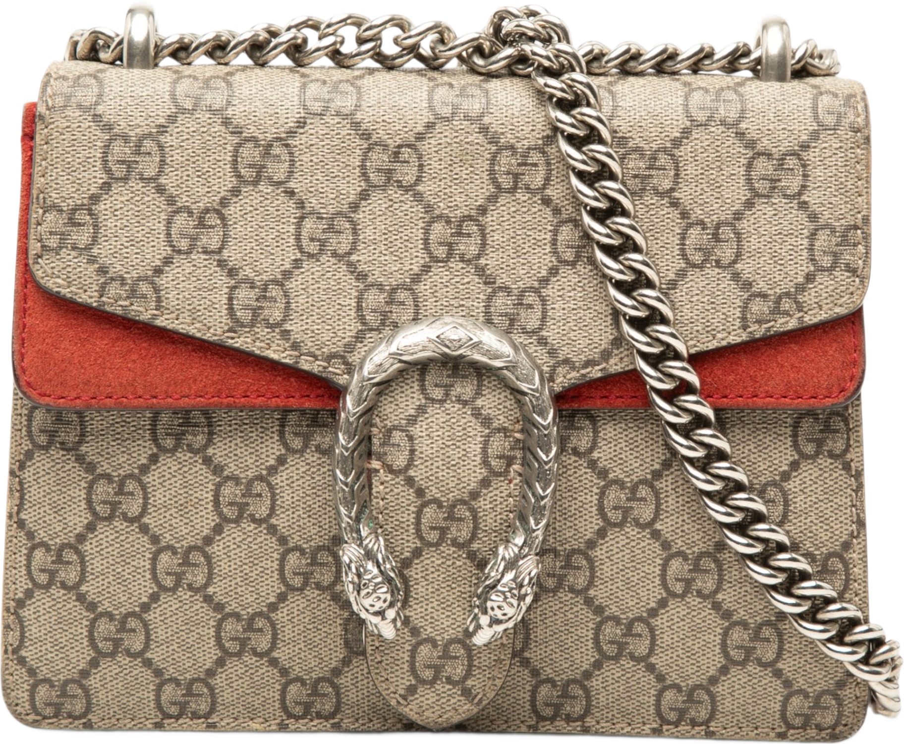Gucci Small Gg Supreme Dionysus Crossbody, från Luxclusif, i färgen beige.