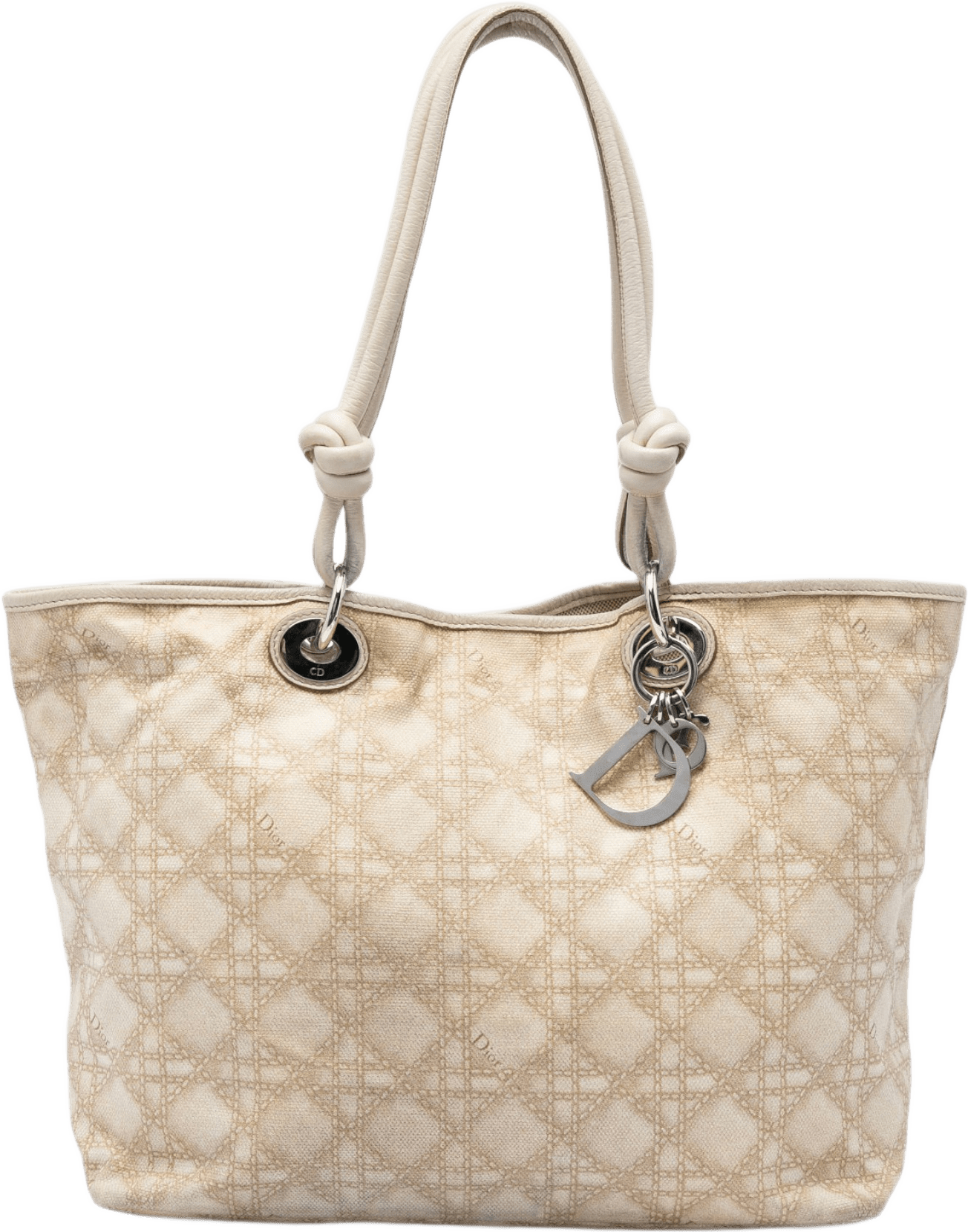 Dior Large Canvas Cannage Print Cherie Shopper Tote, från Luxclusif, i färgen beige.