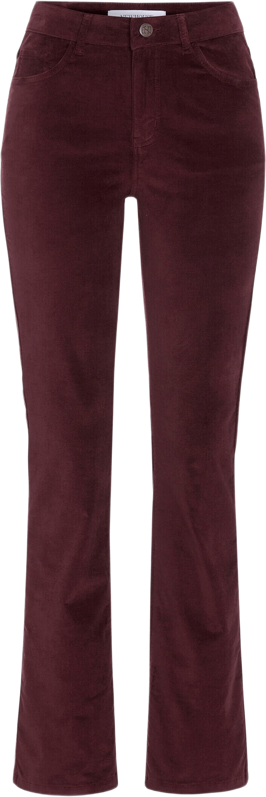 Nora Long Velvet Trousers, från Newhouse, i färgen djup vinröd.