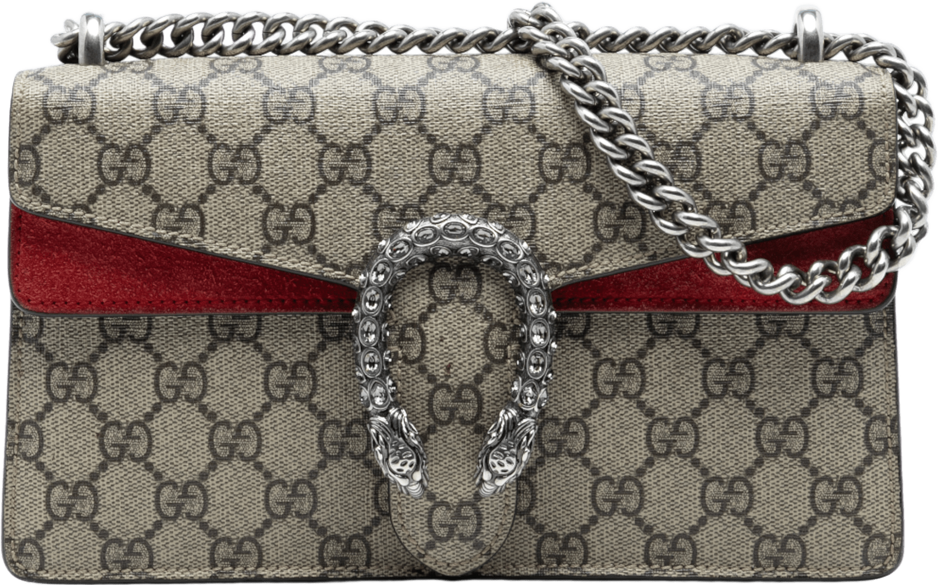 Gucci Medium Gg Supreme Dionysus Crossbody, från Luxclusif, i färgen beige.