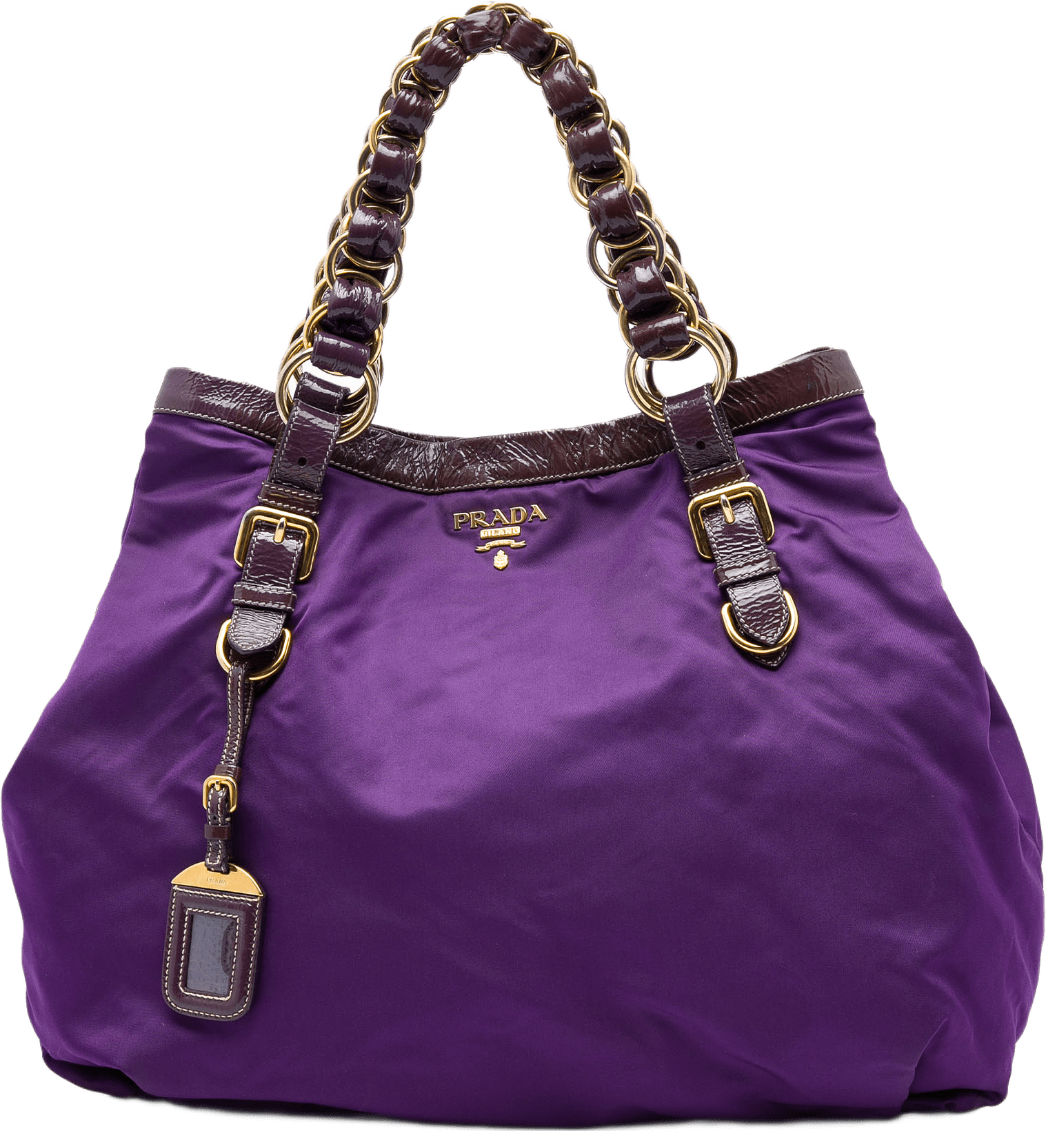 Prada Tessuto Handbag, från Luxclusif, i färgen purpur.