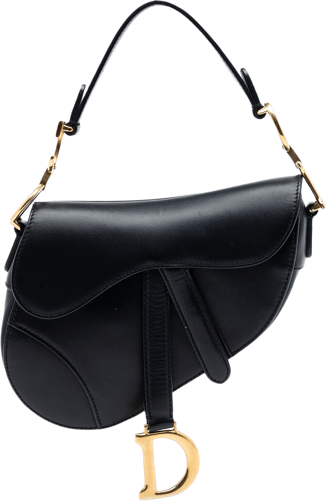 Dior Mini Smooth Calfskin Saddle Bag, från Luxclusif, i färgen black.
