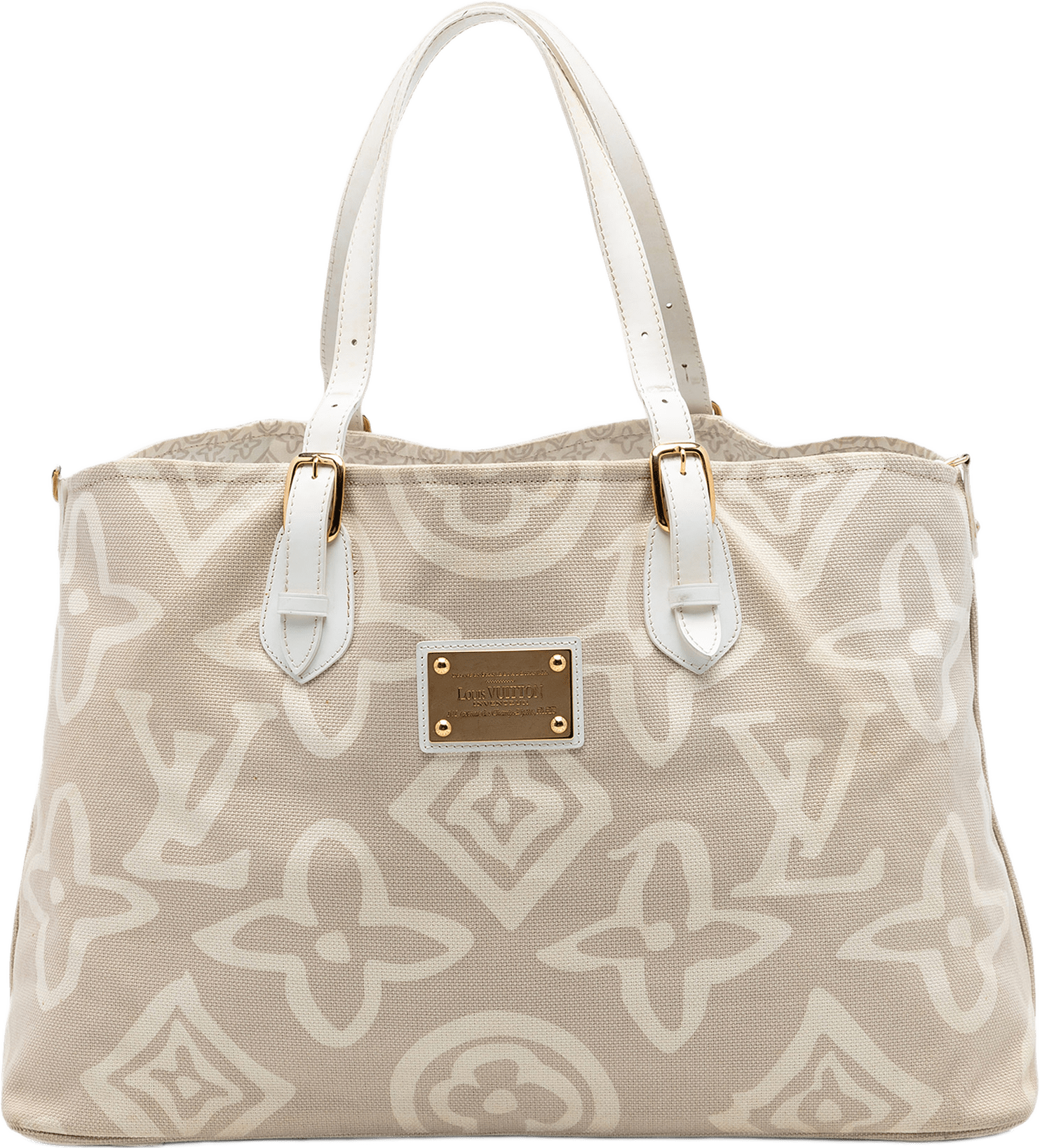 Louis Vuitton Monogram Tahitienne Cabas Gm, från Luxclusif, i färgen beige.