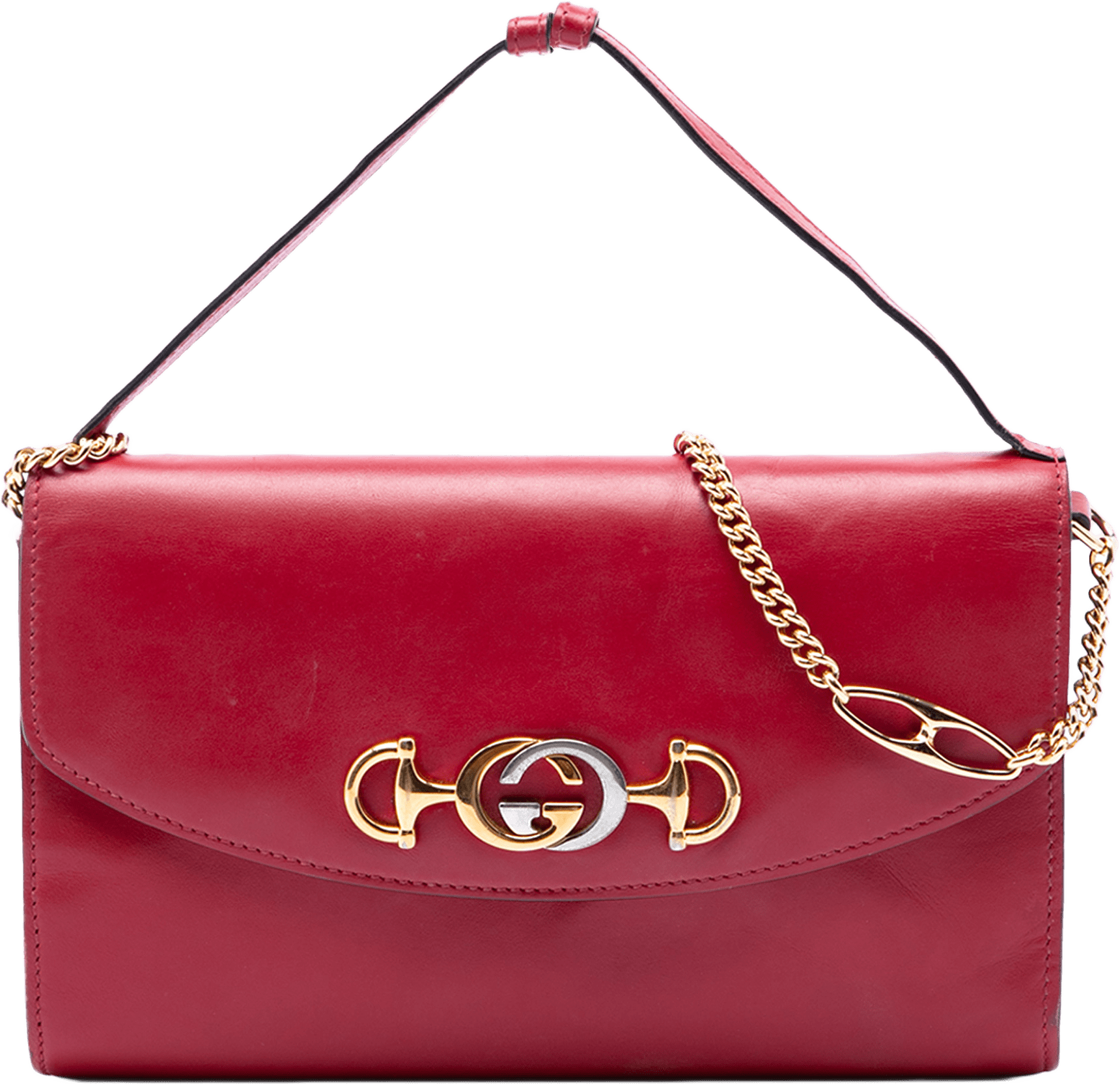 Gucci Small Leather Zumi Satchel, från Luxclusif, i färgen röd.