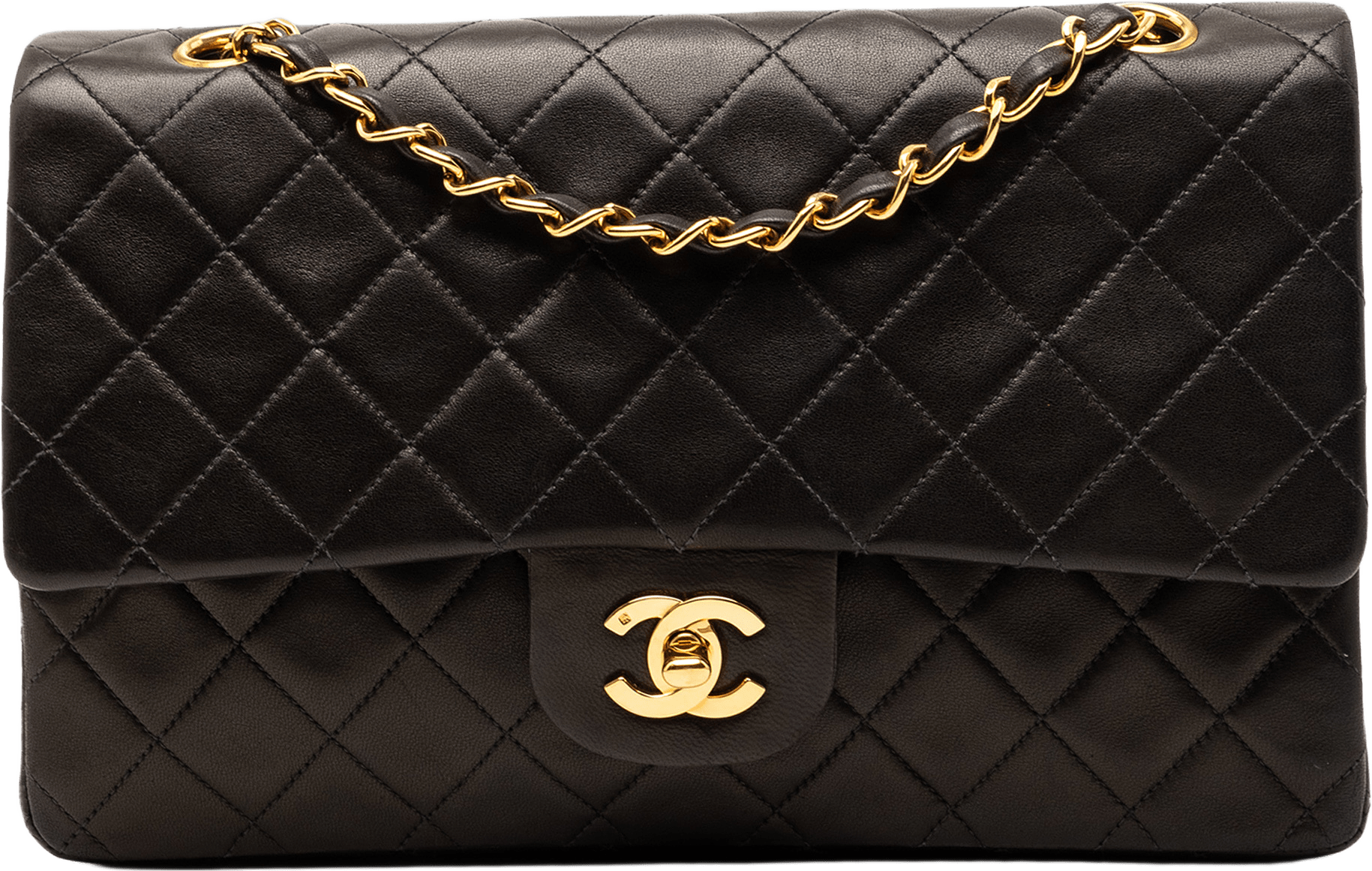 Chanel Medium Classic Lambskin Double Flap, från Luxclusif, i färgen black.