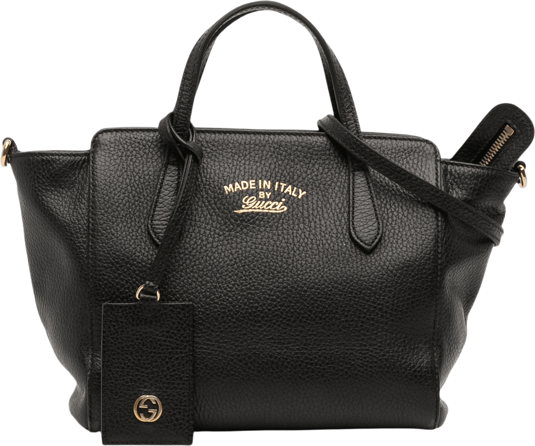 Gucci Mini Leather Swing Satchel, från Luxclusif, i färgen black.