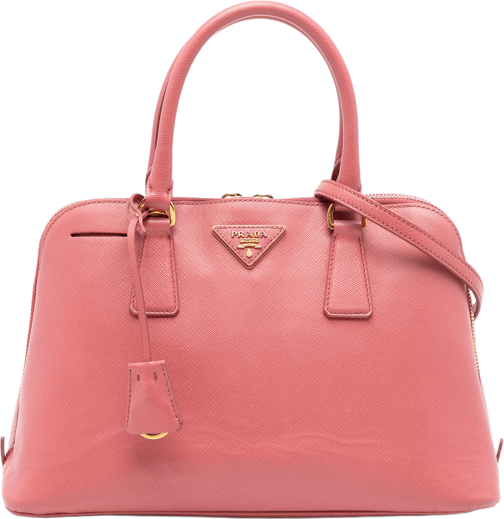 Prada Medium Saffiano Lux Promenade Satchel, från Luxclusif, i färgen pink.