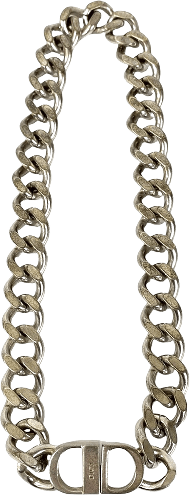 Dior Silver Plated Cd Logo Chain Link Necklace, från Luxclusif, i färgen silver.