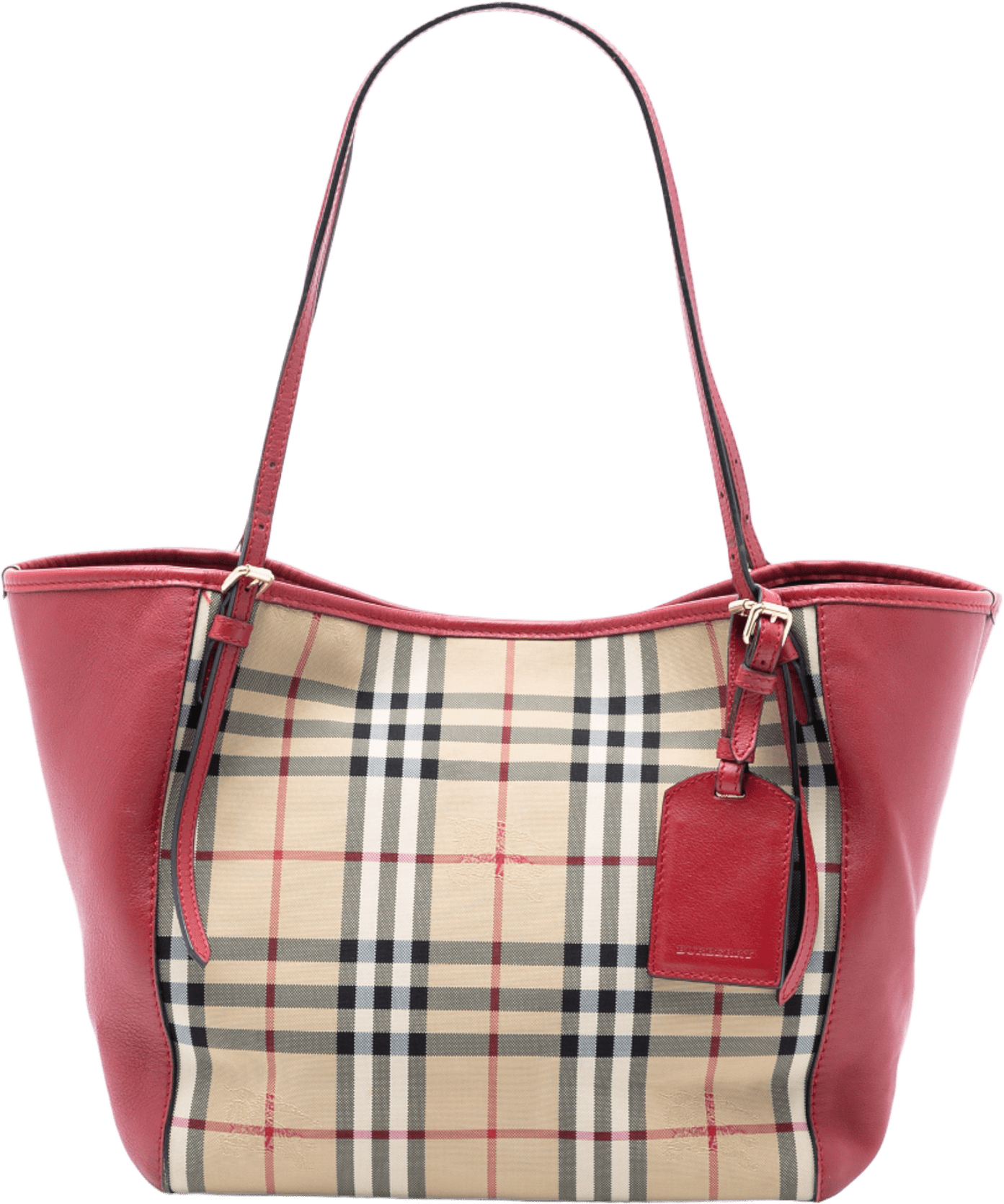 Burberry Small Haymarket Check Canvas And Leather Canterbury Tote, från Luxclusif, i färgen beige.