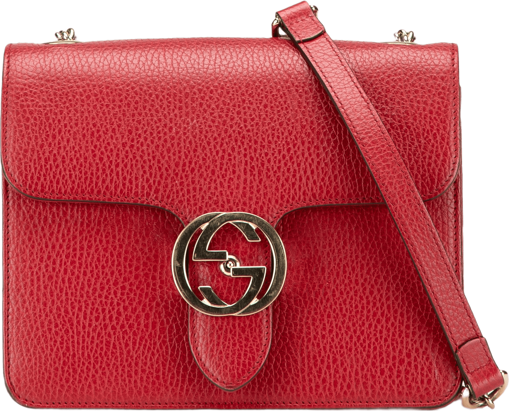 Gucci Small Dollar Calfskin Interlocking G Crossbody, från Luxclusif, i färgen red.