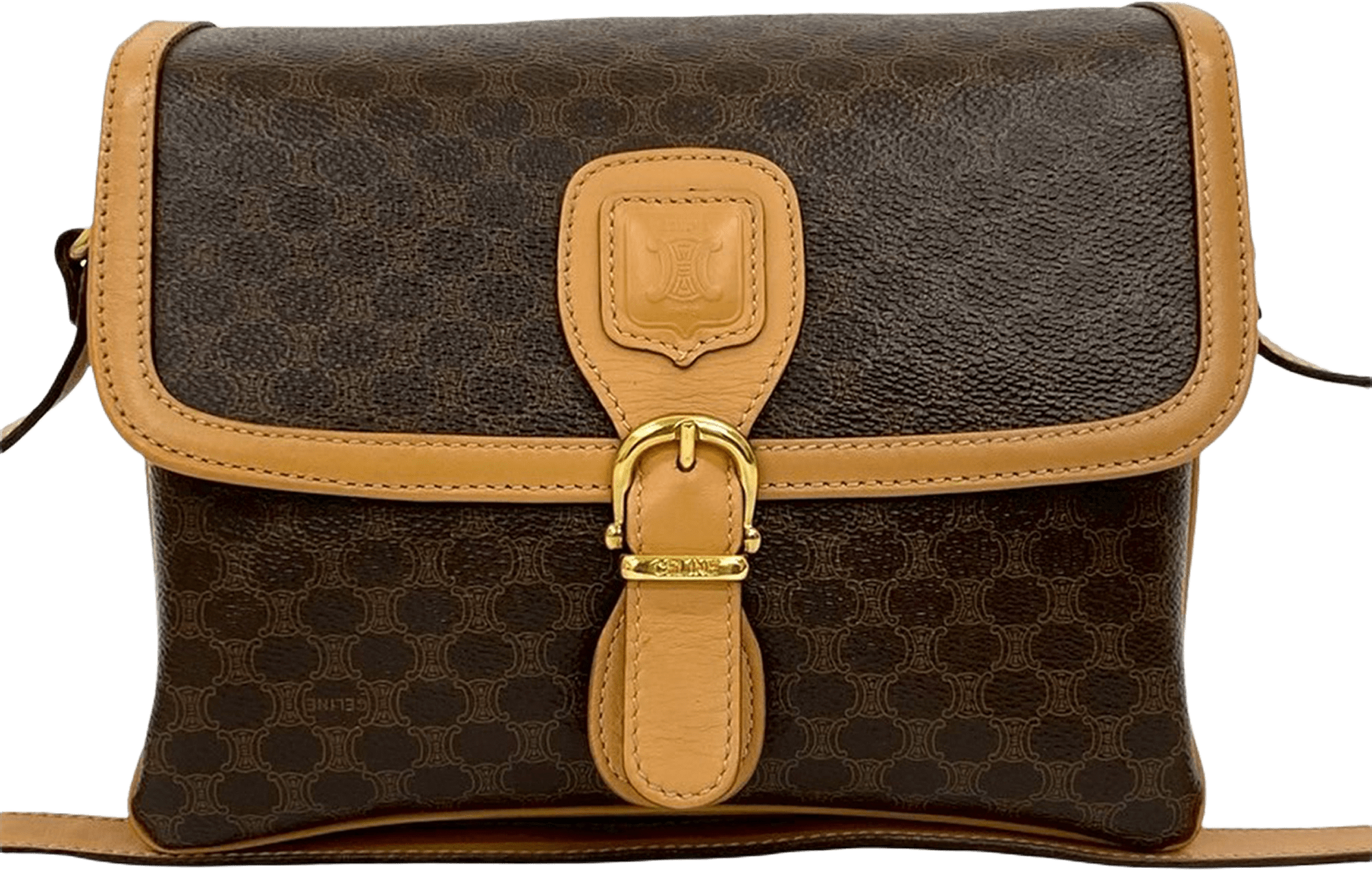 Celine Macadam Coated Canvas Crossbody, från Luxclusif, i färgen brown.