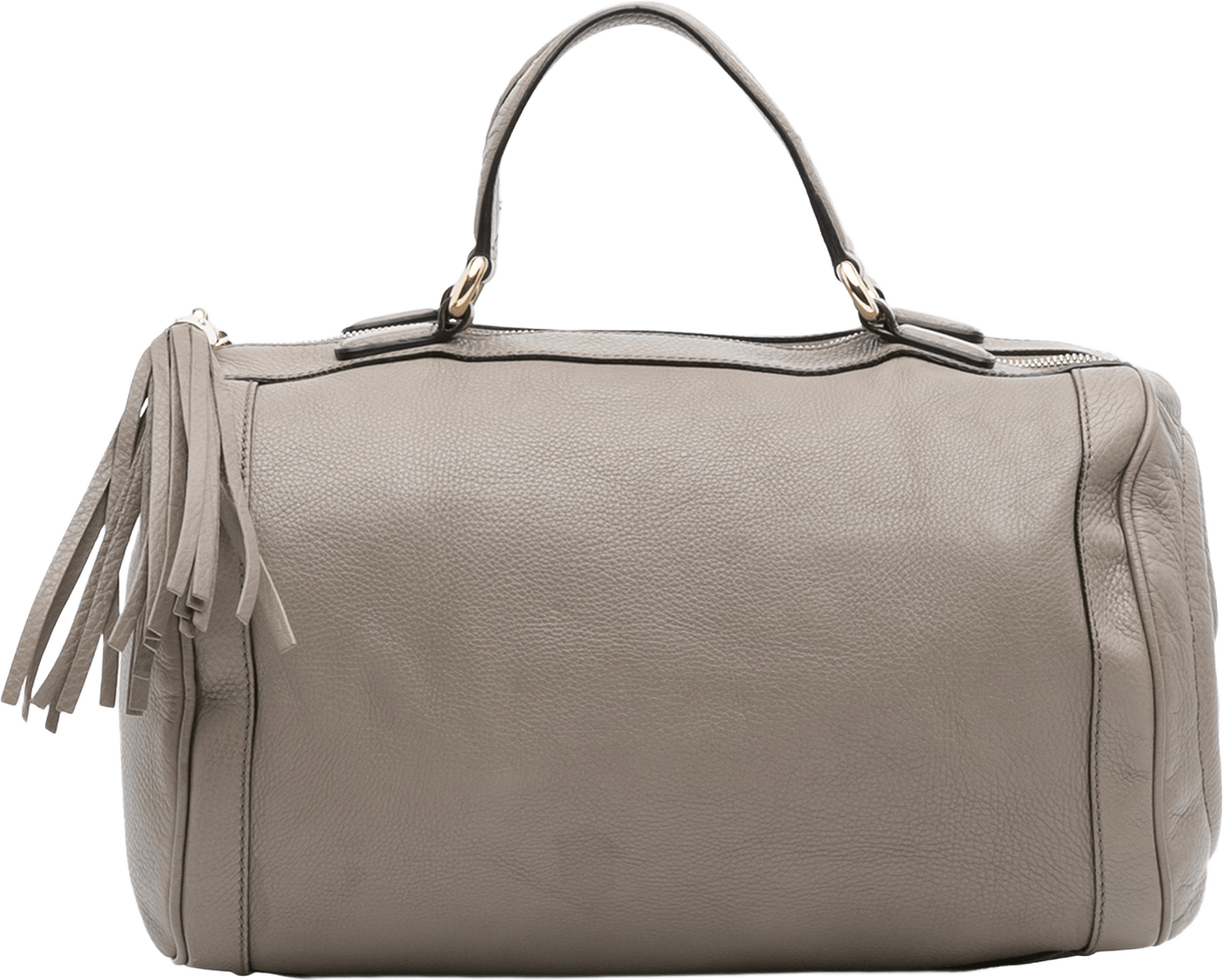 Gucci Medium Pebbled Calfskin Soho Boston Bag, från Luxclusif, i färgen gray.