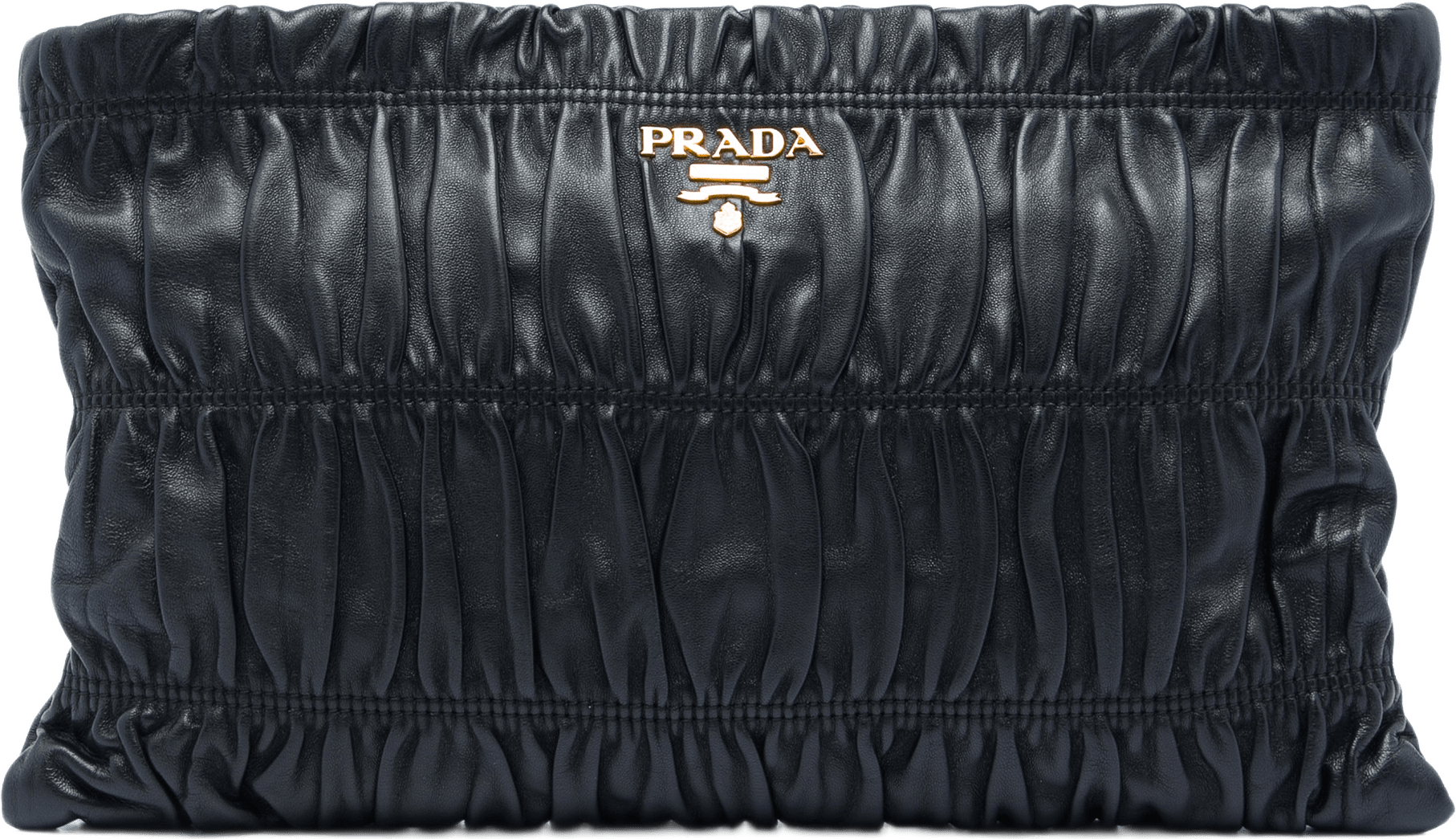 Prada Nappa Gaufre Clutch, från Luxclusif, i färgen svart.