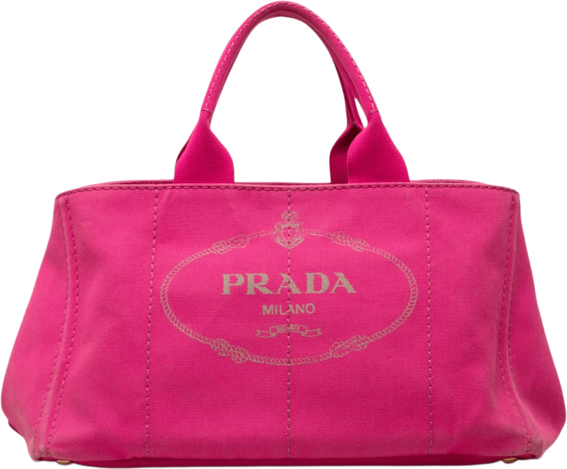Prada Canvas Canapa Logo Tote, från Luxclusif, i färgen rosa.