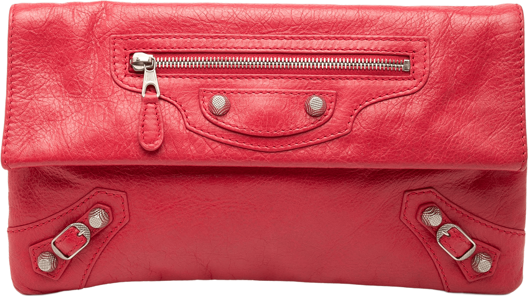 Balenciaga Lambskin Motocross Giant 12 Envelope Clutch, från Luxclusif, i färgen röd.