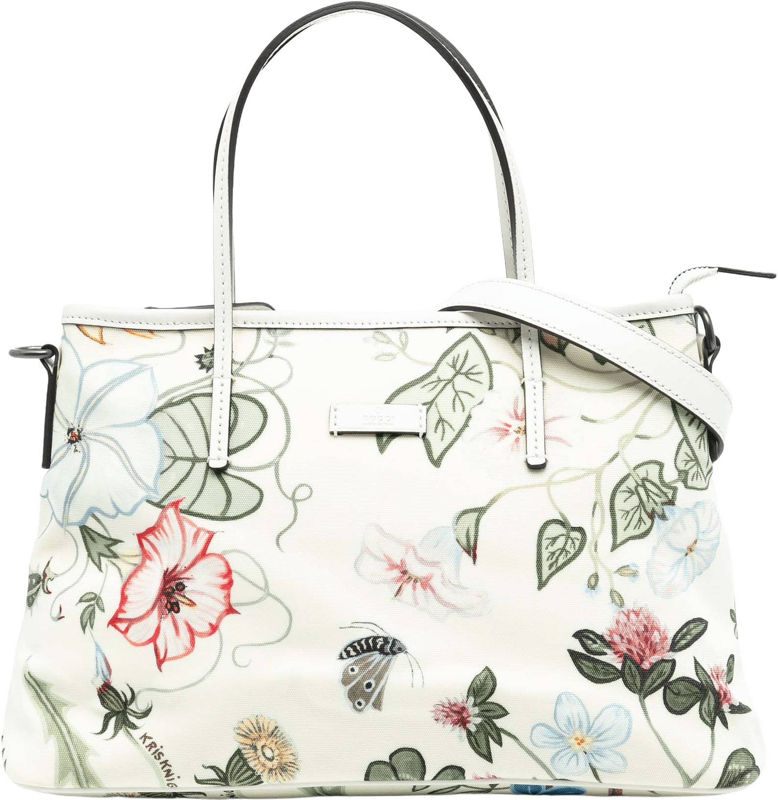 Gucci Small Canvas Flora Knight Convertible Tote, från Luxclusif, i färgen white.