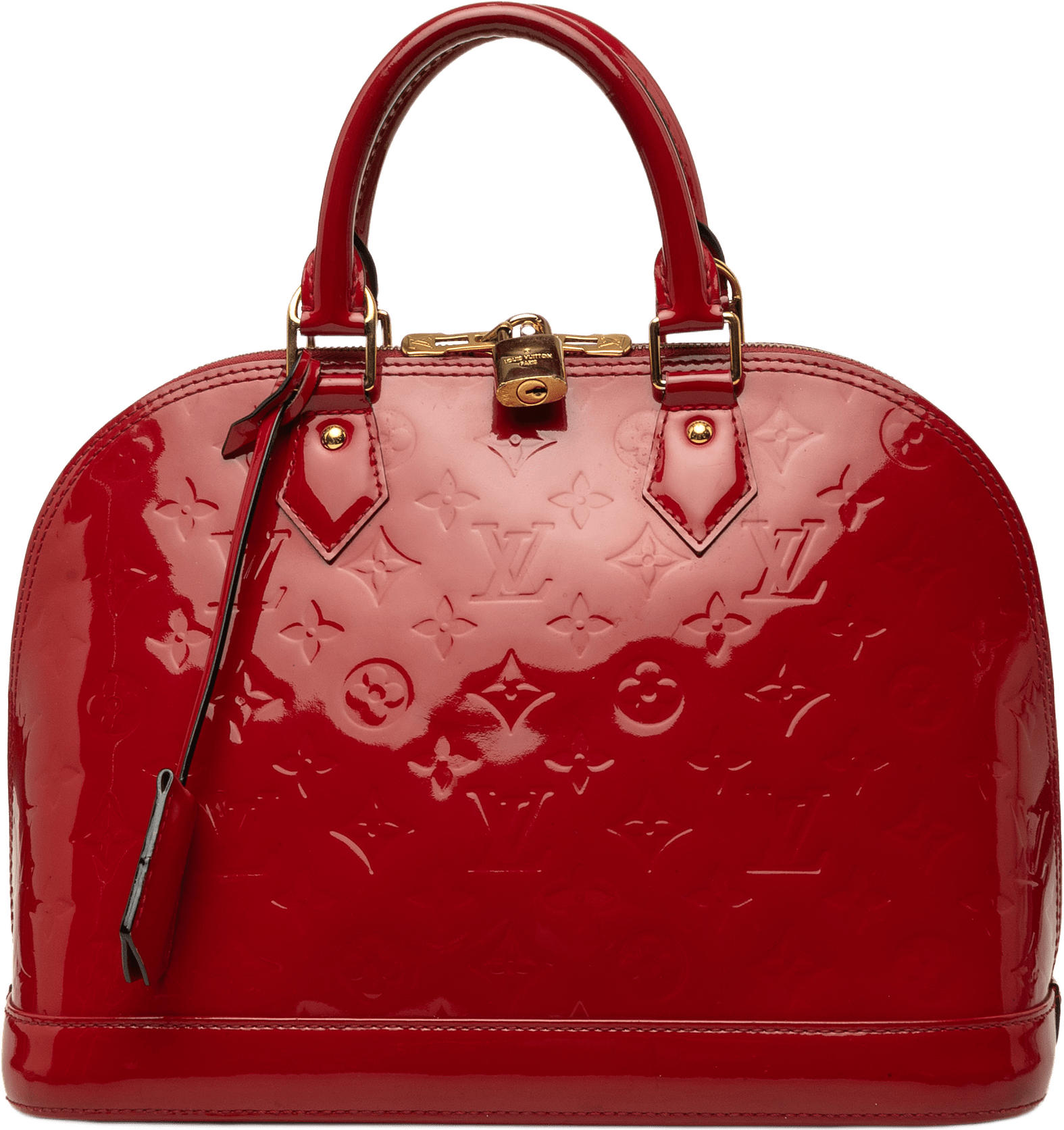 Louis Vuitton Monogram Vernis Alma Pm, från Luxclusif, i färgen röd.