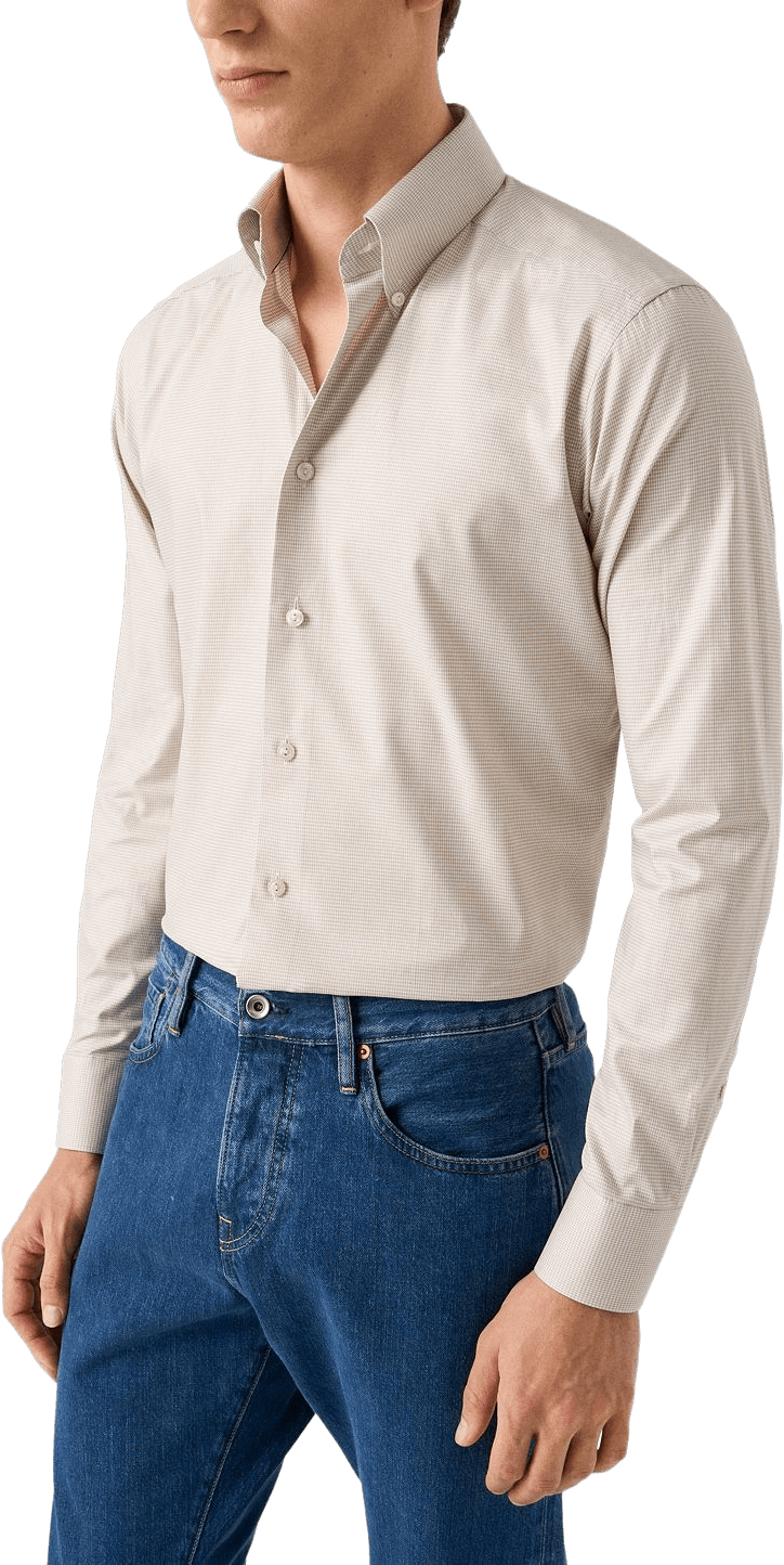 Rutig Skjorta I Signature Oxford Contemporary Fit