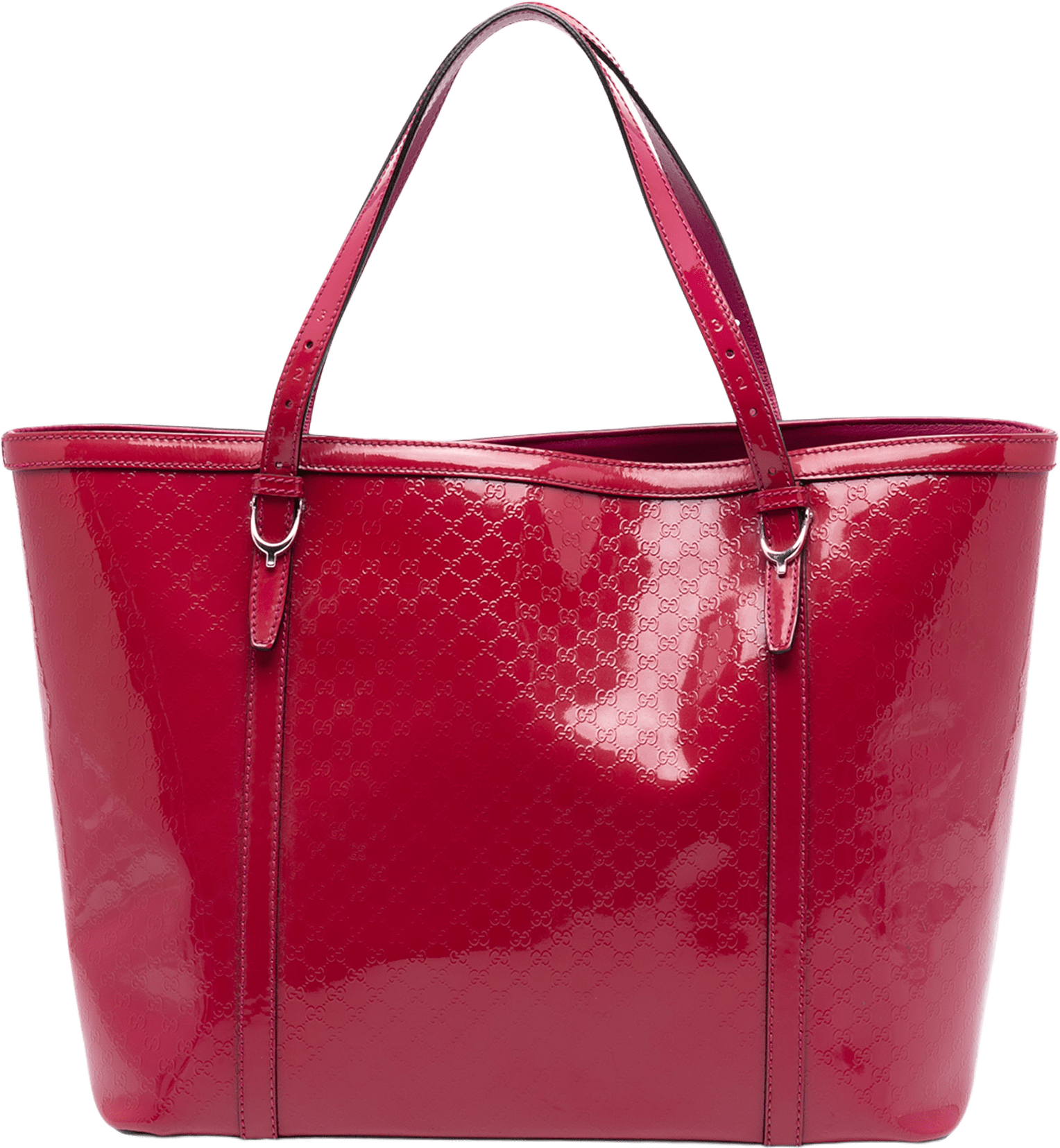 Gucci Patent Microguccissima Nice Tote, från Luxclusif, i färgen dark pink.