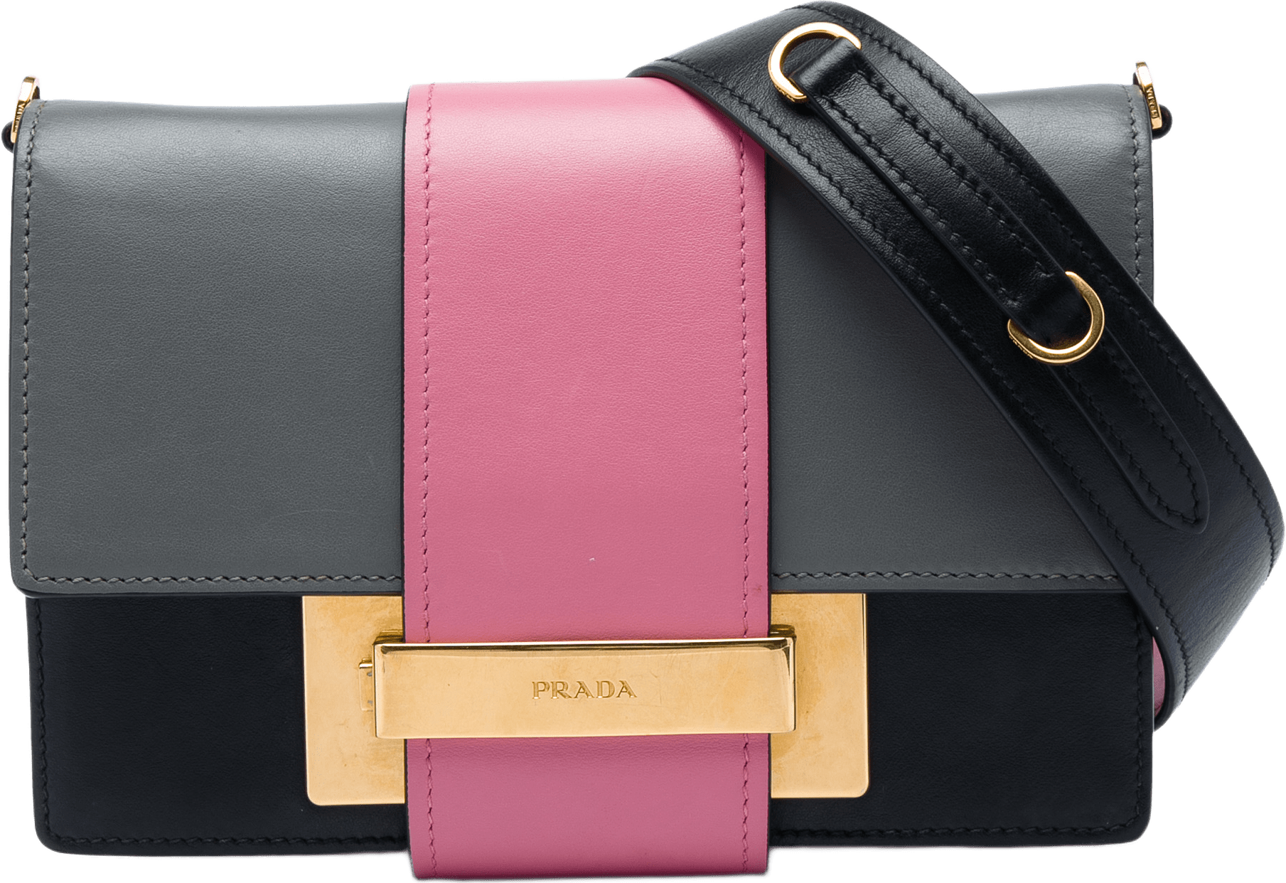 Prada Tricolor City Calf Ribbon Crossbody, från Luxclusif, i färgen svart.