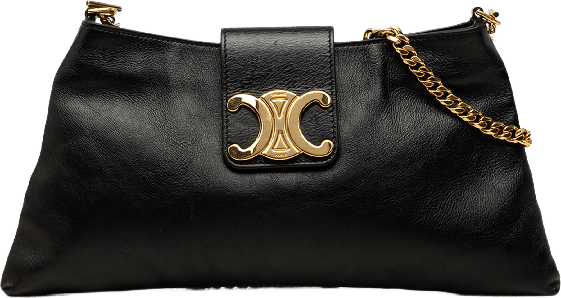 Celine Calfskin Triomphe Wiltern Shoulder Bag, från Luxclusif, i färgen svart.