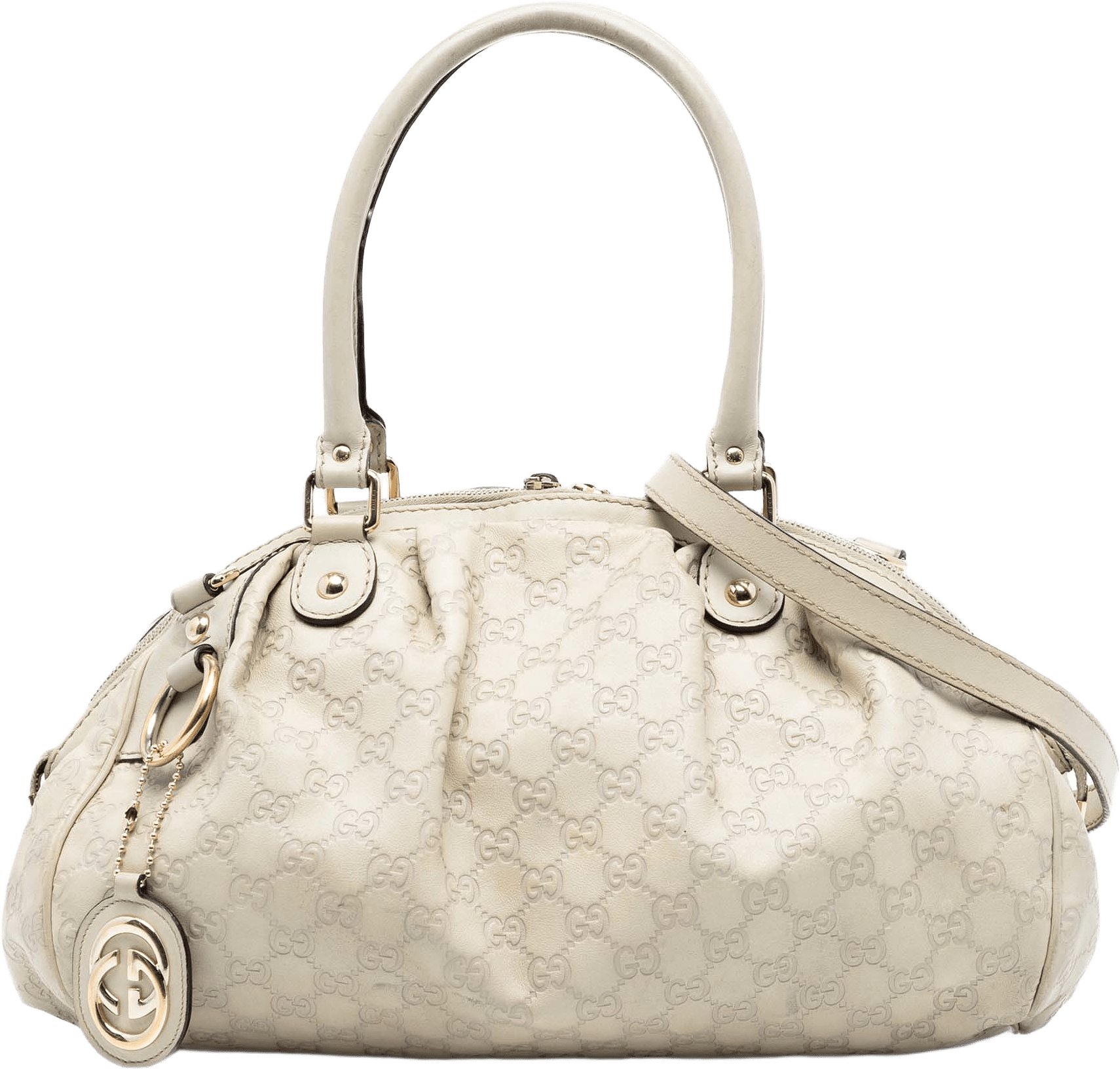 Gucci Guccissima Sukey Satchel, från Luxclusif, i färgen white.