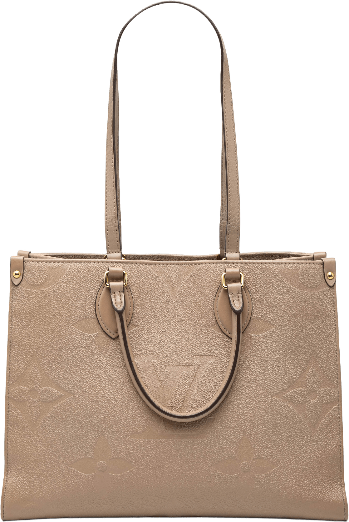 Louis Vuitton Monogram Empreinte Onthego Mm, från Luxclusif, i färgen beige.