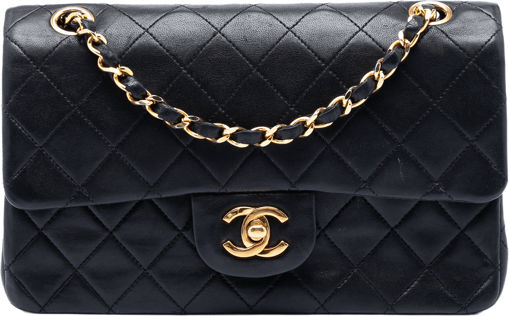 Chanel Small Classic Lambskin Double Flap, från Luxclusif, i färgen black.