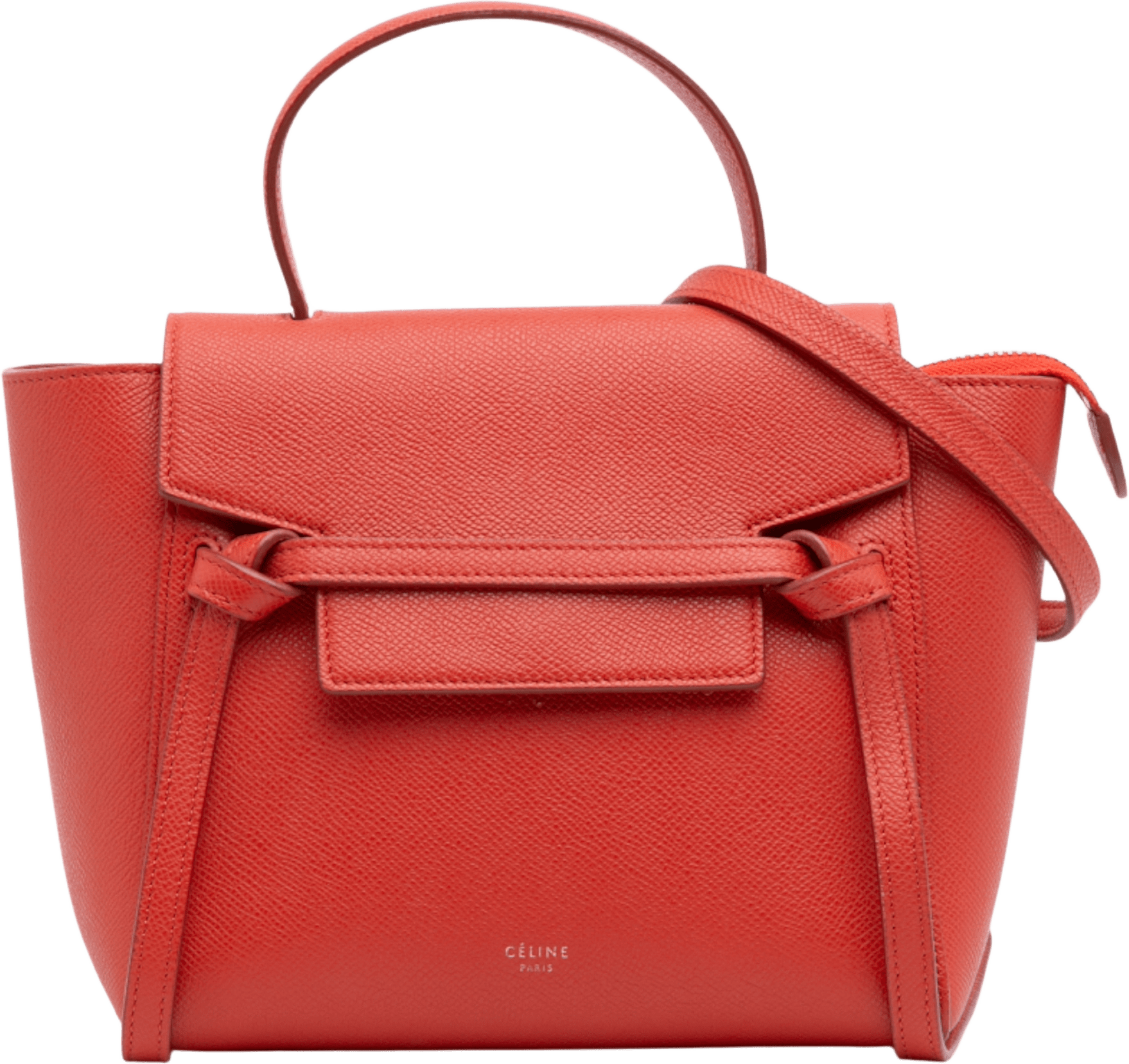 Celine Nano Grained Calfskin Belt Bag, från Luxclusif, i färgen red.