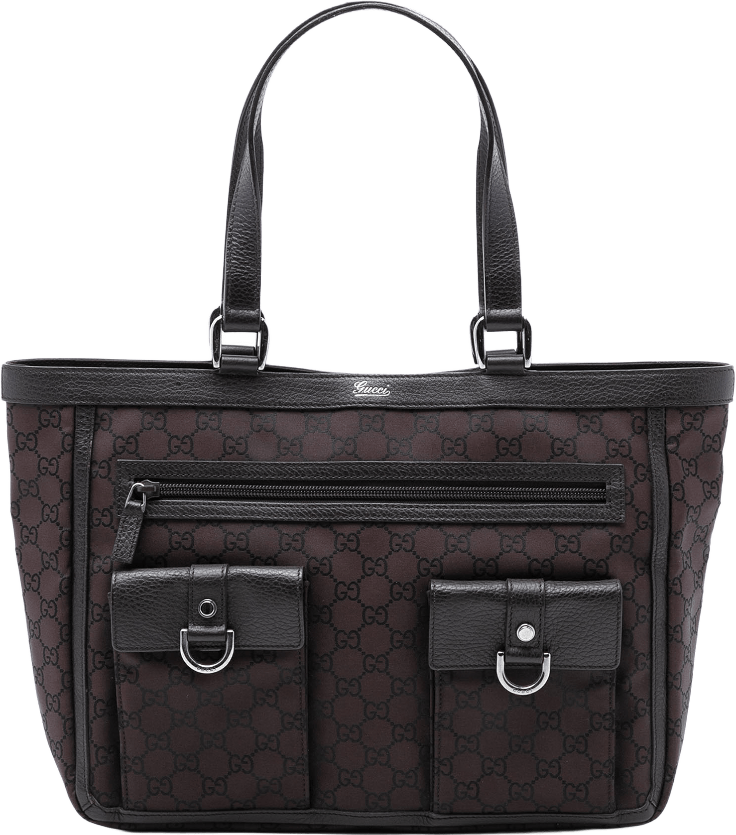 Gucci Gg Nylon Abbey D Ring Pocket Tote, från Luxclusif, i färgen dark brown.