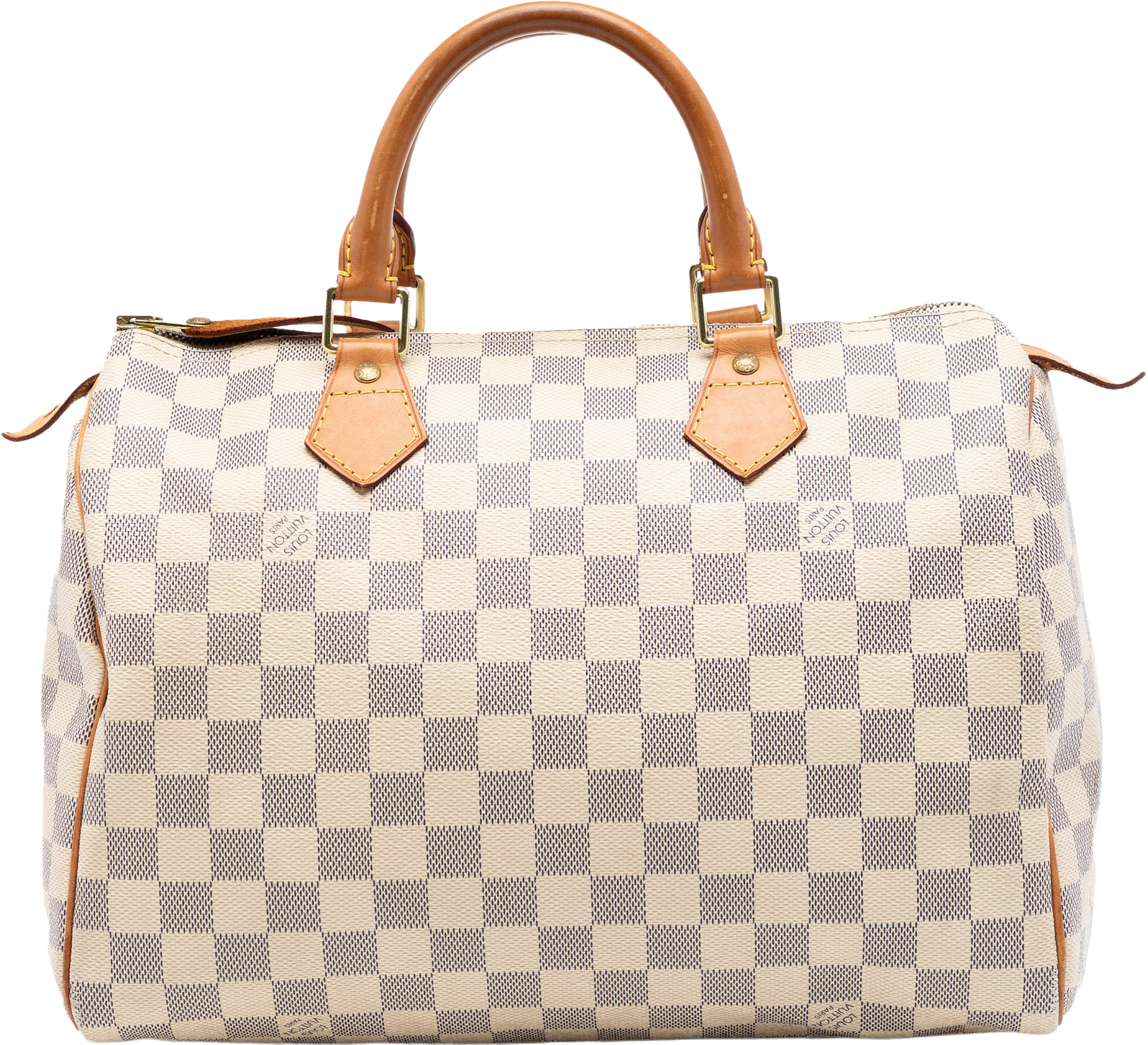 Louis Vuitton Damier Azur Speedy 30, från Luxclusif, i färgen white.