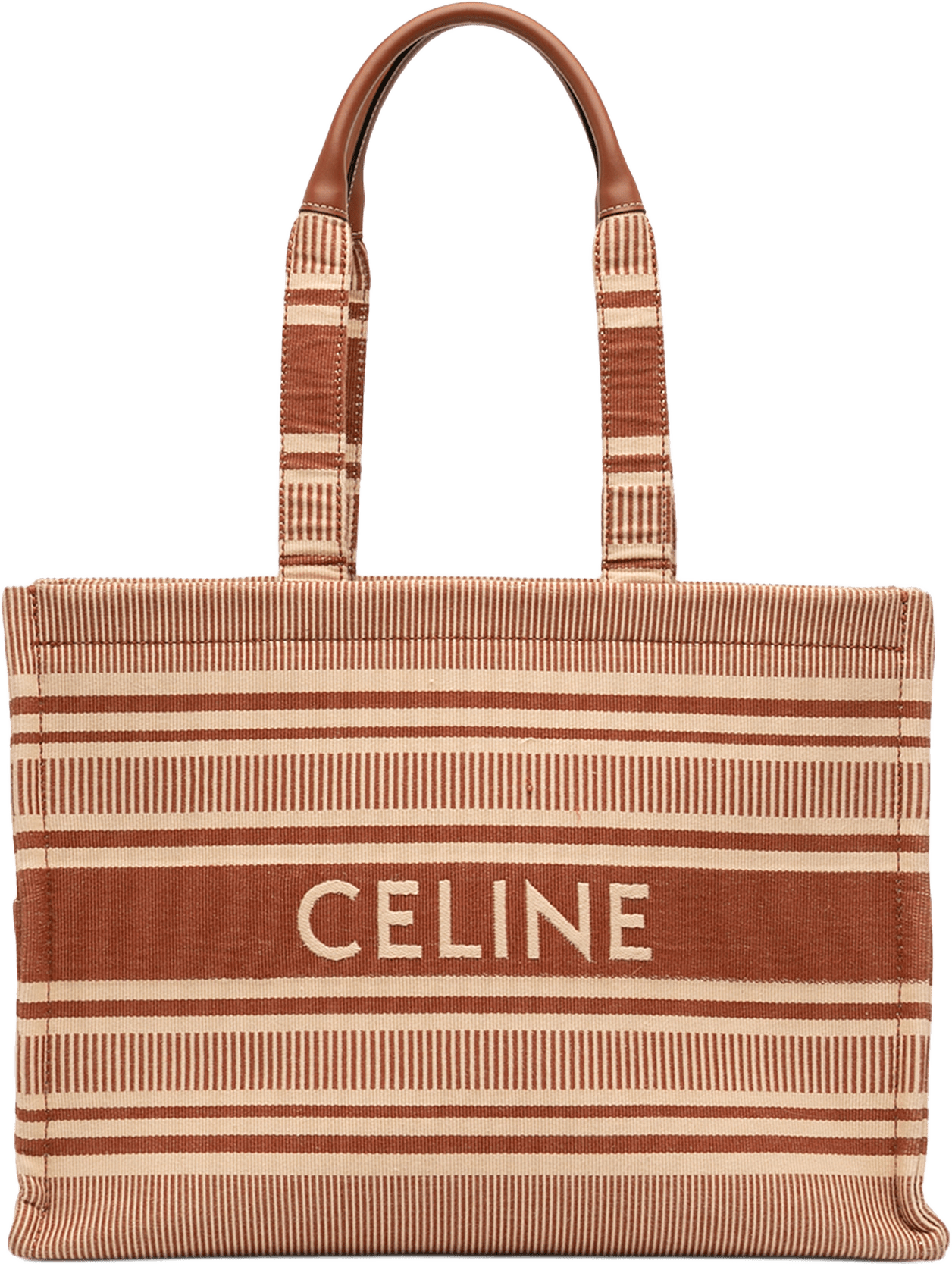 Celine Large Striped Canvas Cabas Thais Tote, från Luxclusif, i färgen beige.