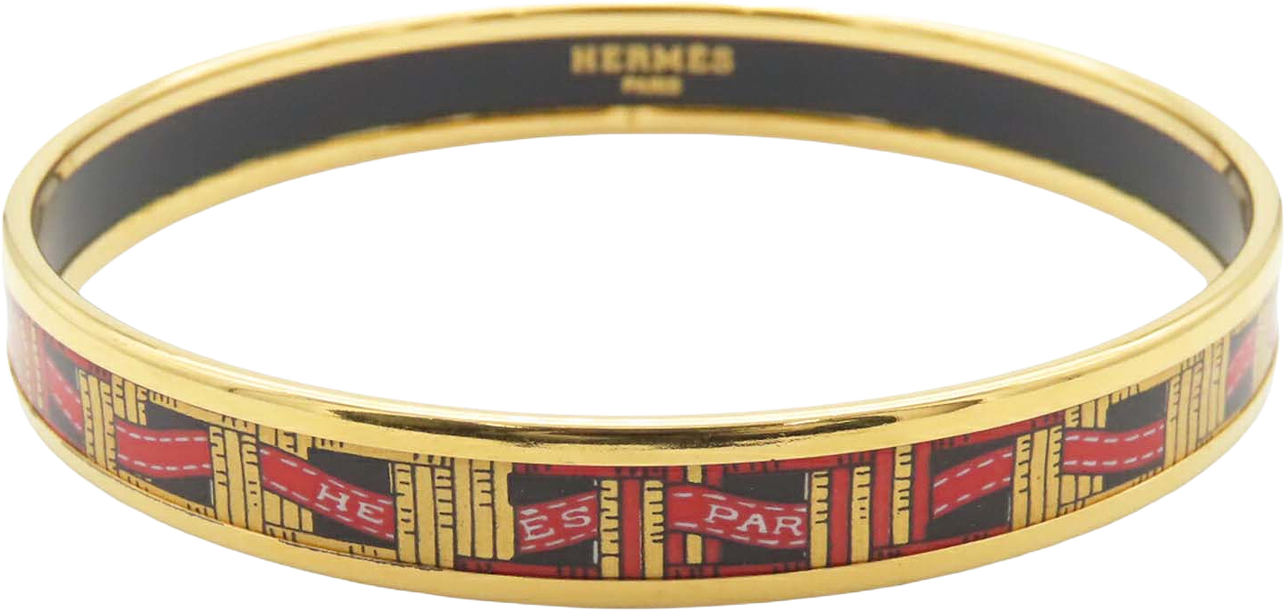 Hermès Narrow Emailles Enamel Bangle 62, från Luxclusif, i färgen gold.