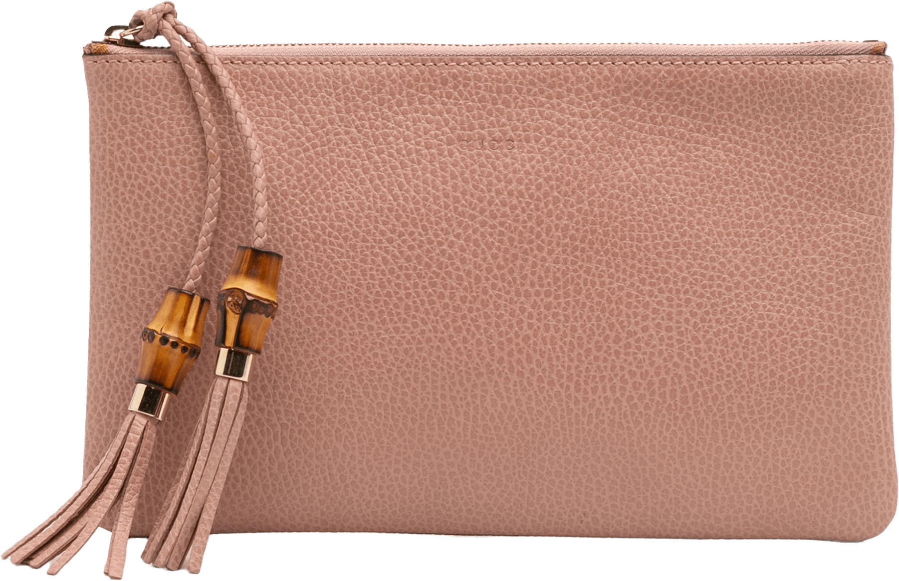 Gucci Calfskin Bamboo Clutch, från Luxclusif, i färgen light pink.