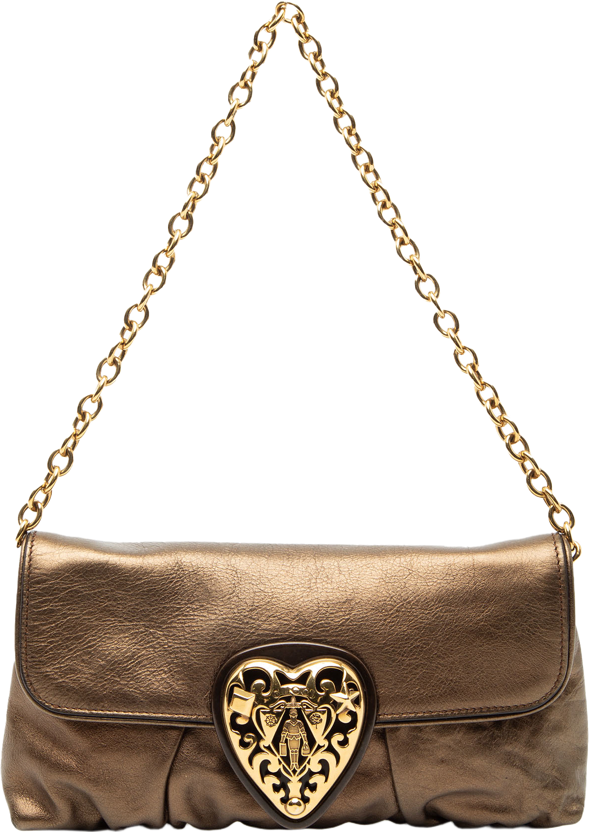 Gucci Metallic Calfskin Hysteria Shoulder Bag, från Luxclusif, i färgen bronze.