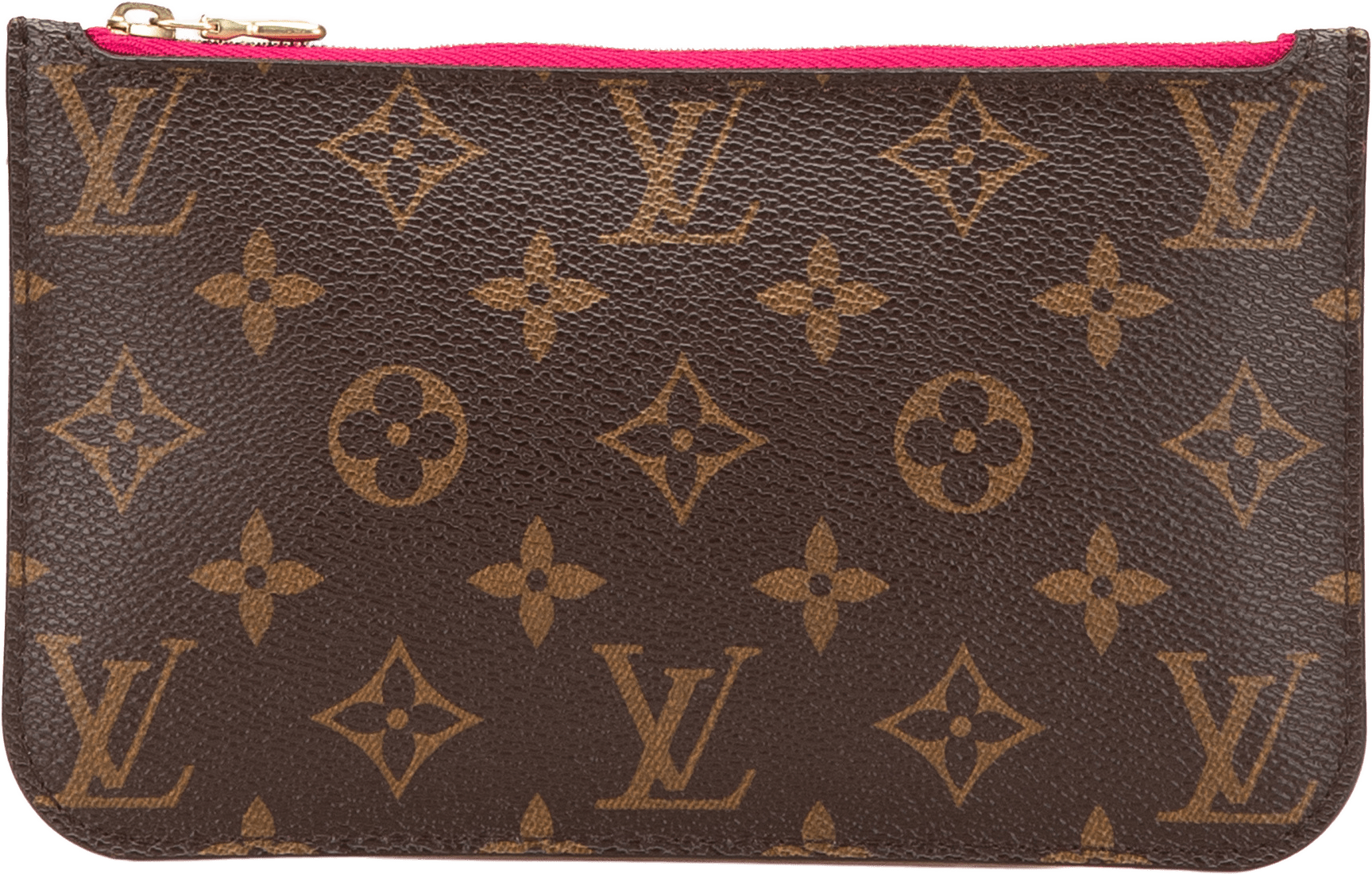 Louis Vuitton Monogram Neverfull Pouch, från Luxclusif, i färgen brown.