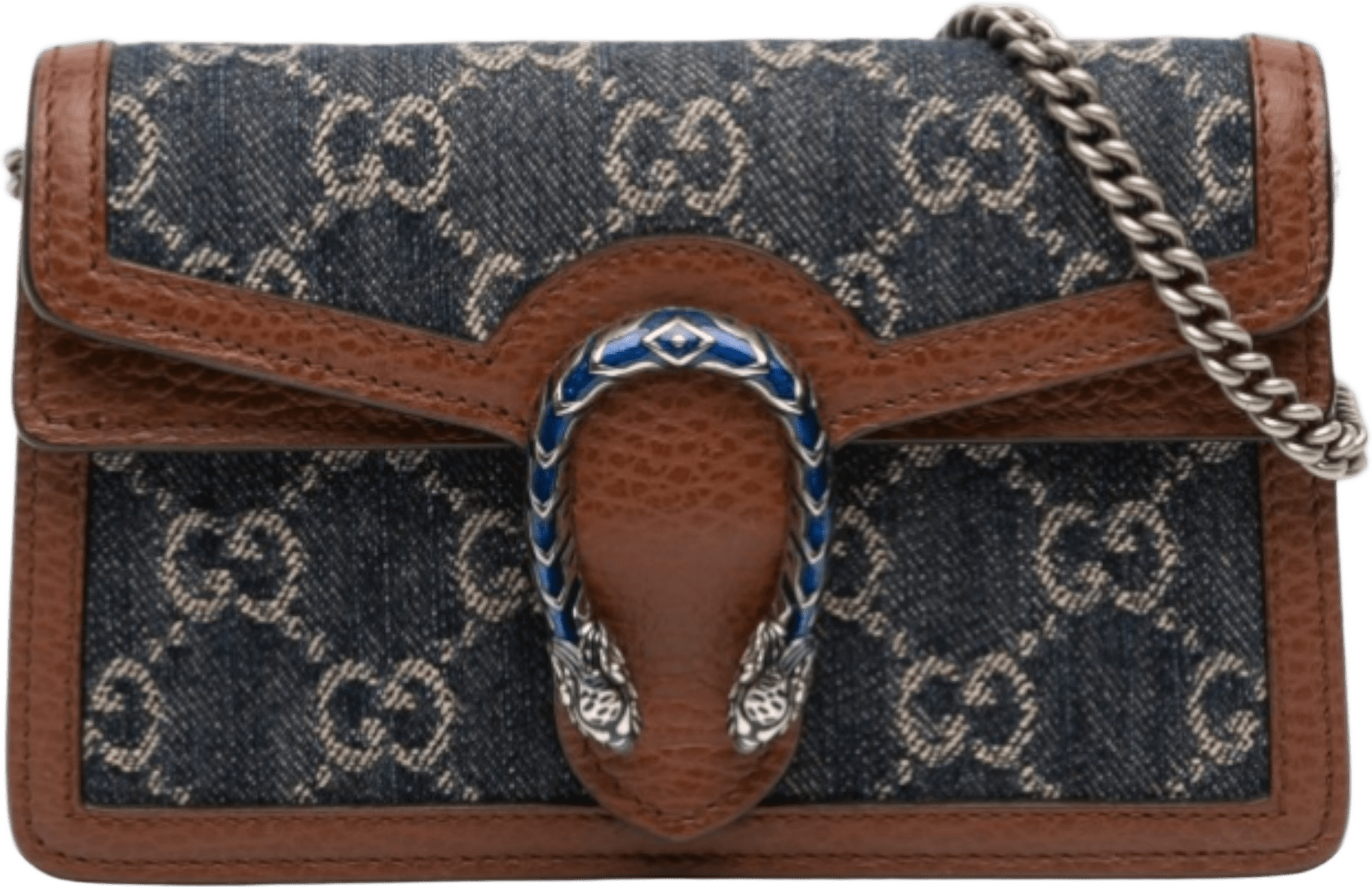Gucci Mini Gg Denim Dionysus Crossbody, från Luxclusif, i färgen blue.