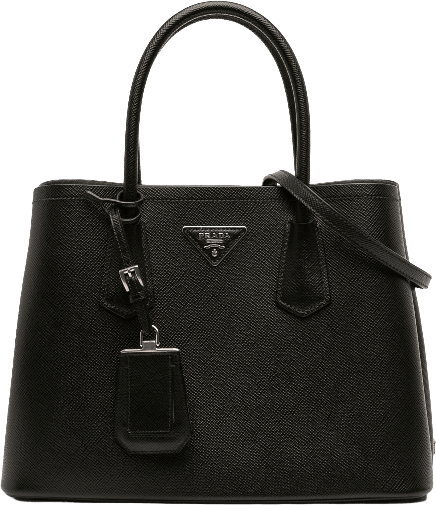 Prada Medium Saffiano Cuir Double Handle Satchel, från Luxclusif, i färgen black.
