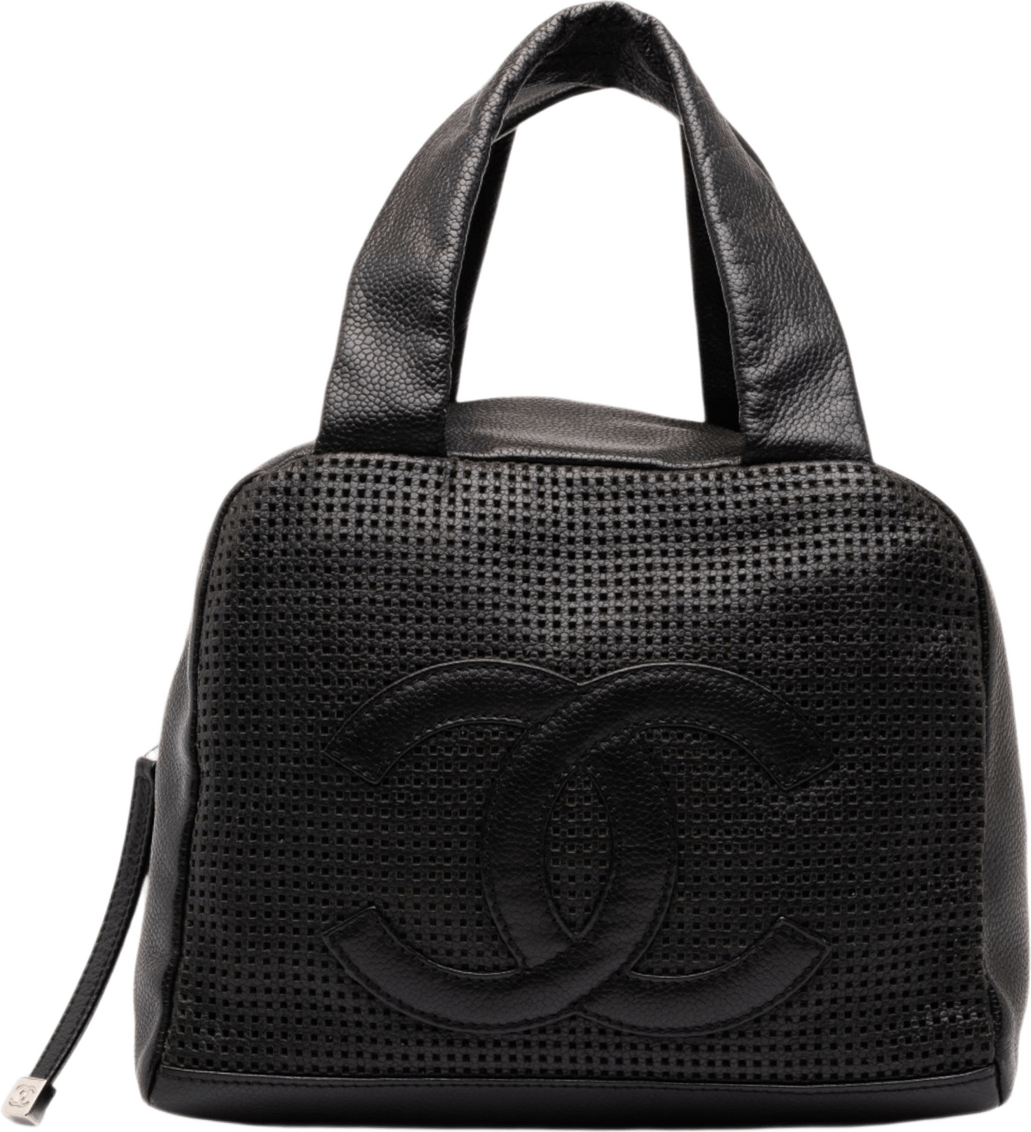 Chanel Cc Perforated Caviar Bowler Bag, från Luxclusif, i färgen svart.
