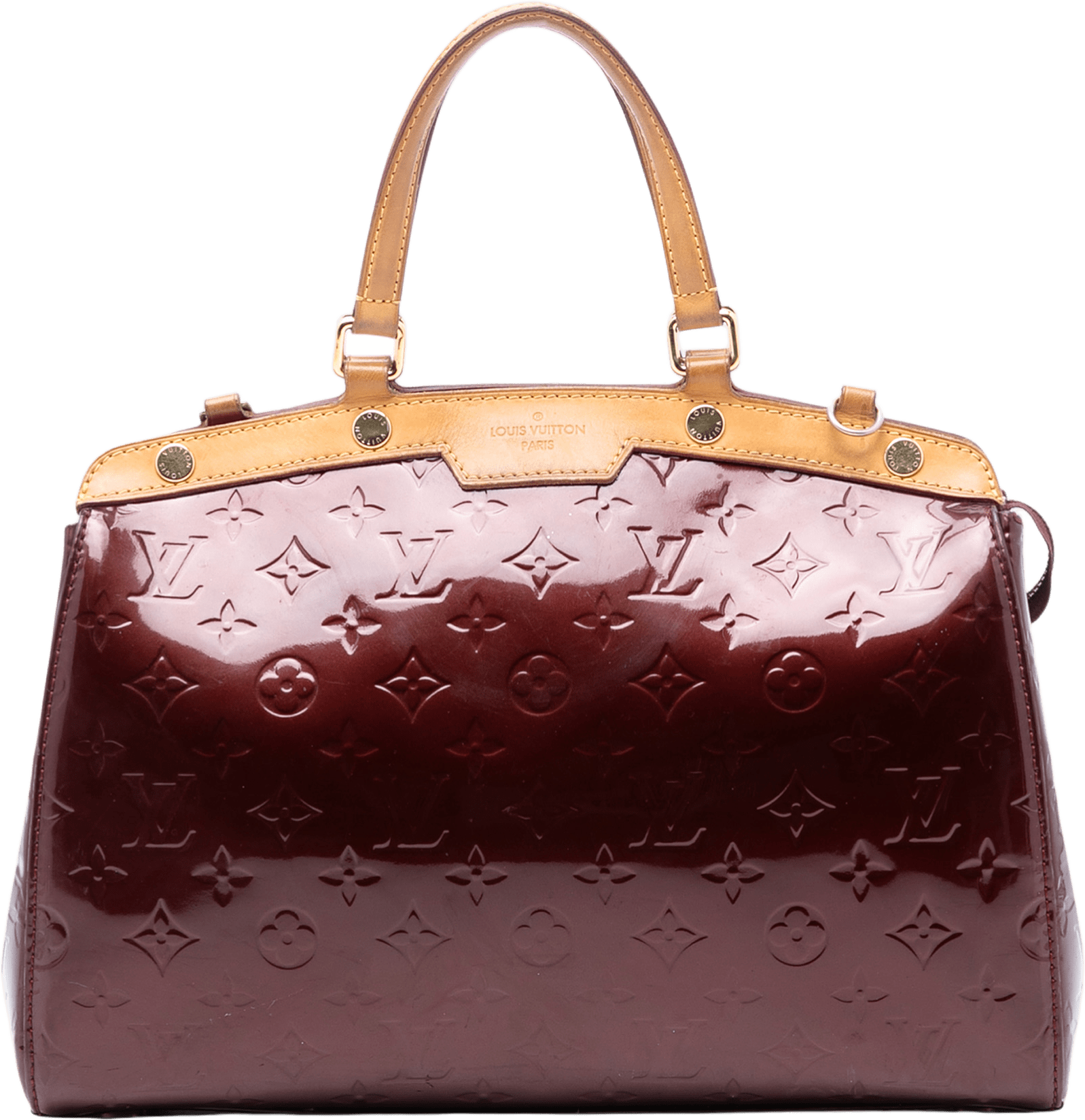 Louis Vuitton Monogram Vernis Brea Mm, från Luxclusif, i färgen bordeaux.