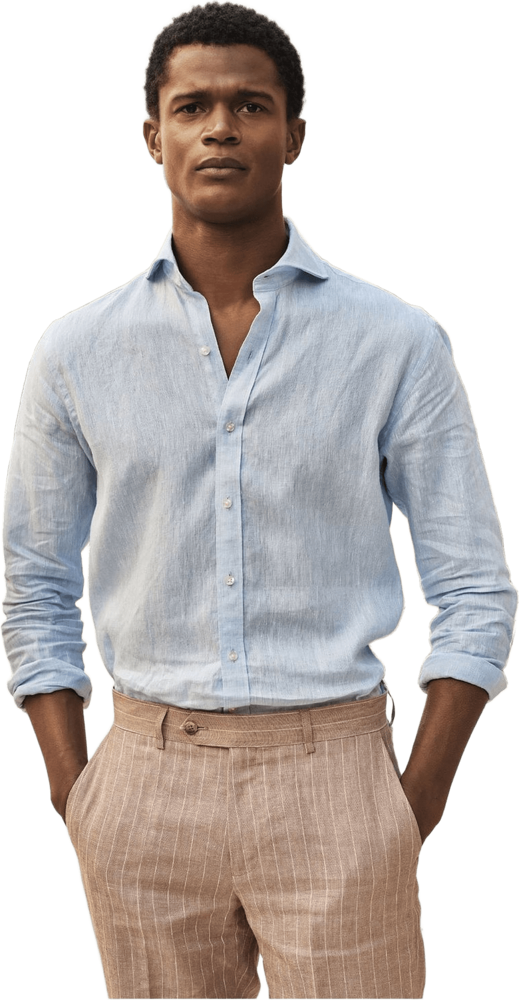 Linen Solid Smart Shirt (adonis), från John Henric, i färgen light blue.
