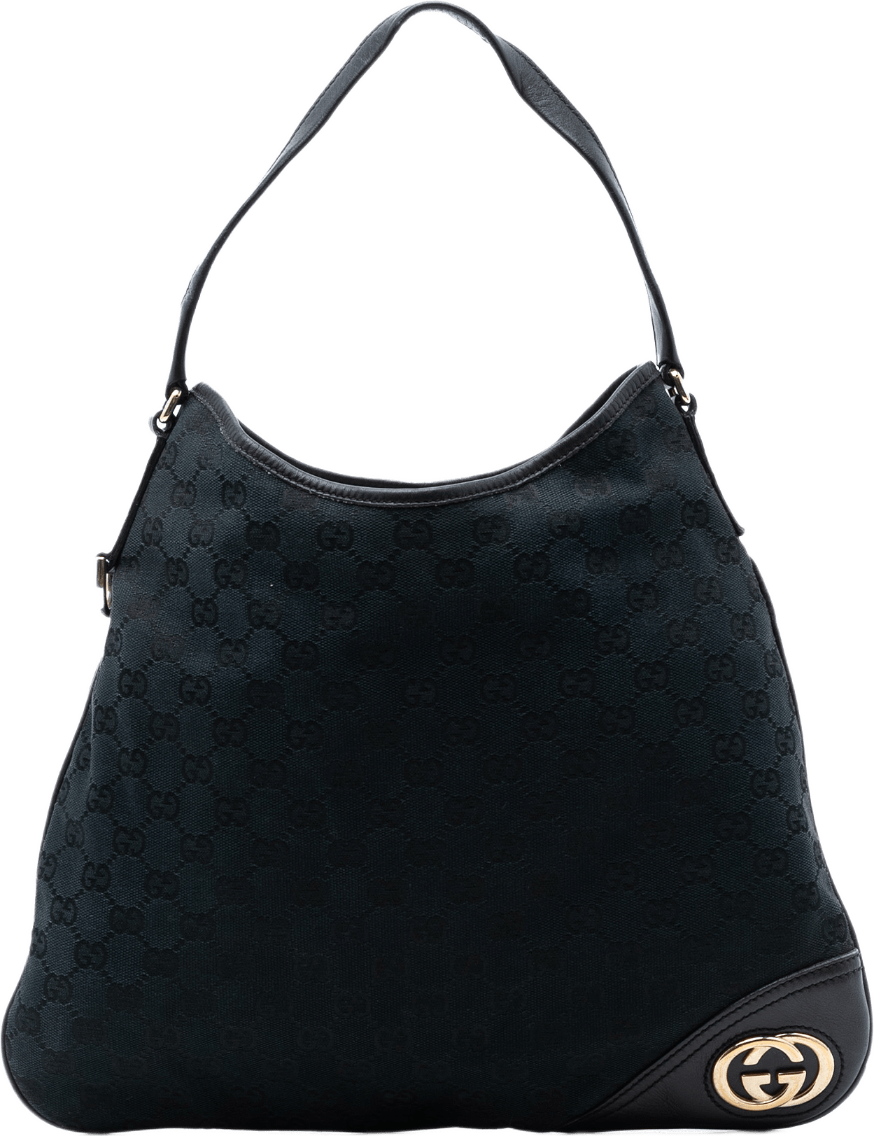 Gucci Gg Canvas New Britt Hobo, från Luxclusif, i färgen navy.