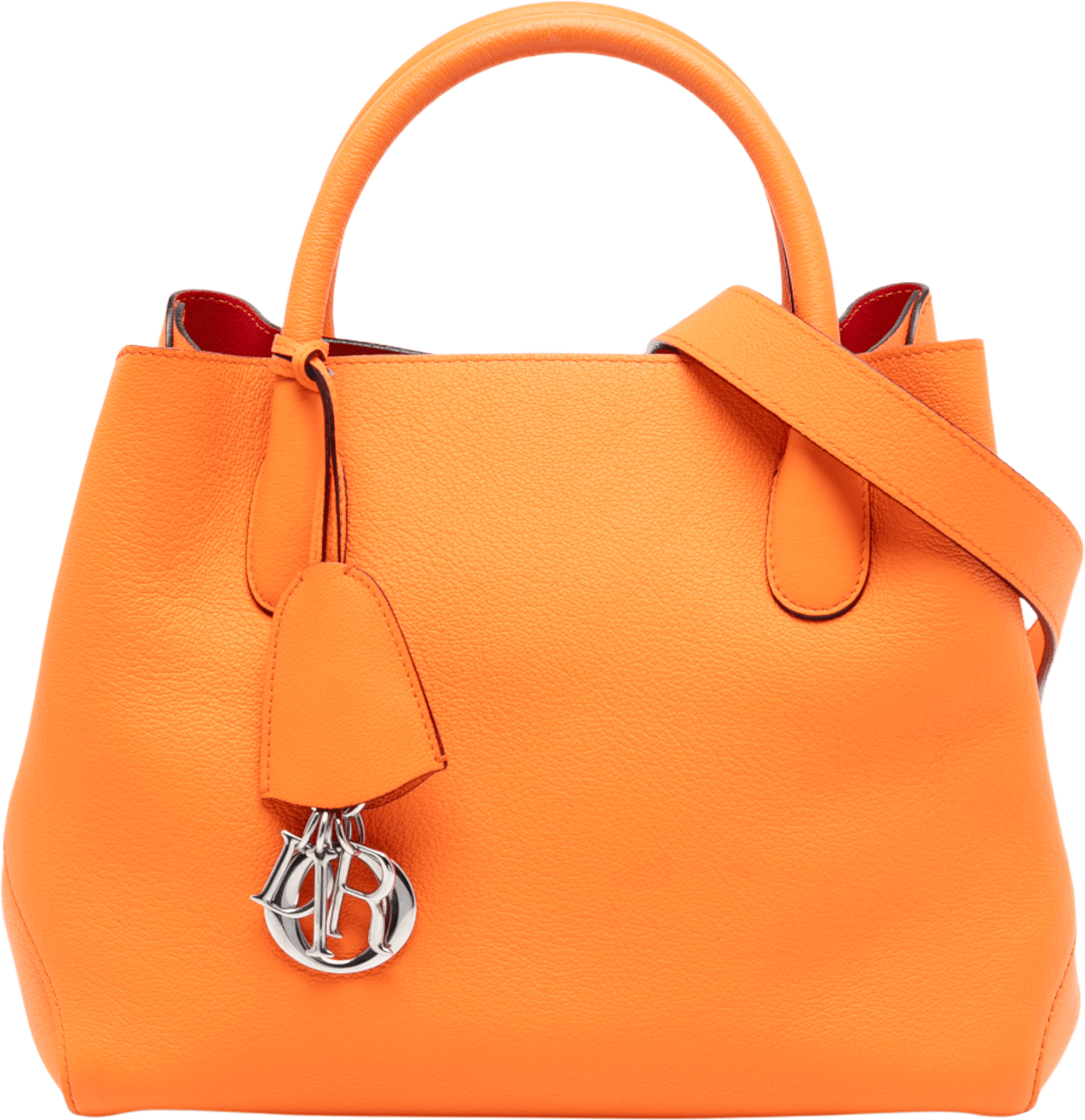 Dior Small Supple Grained Calfskin Open Bar Tote, från Luxclusif, i färgen orange.
