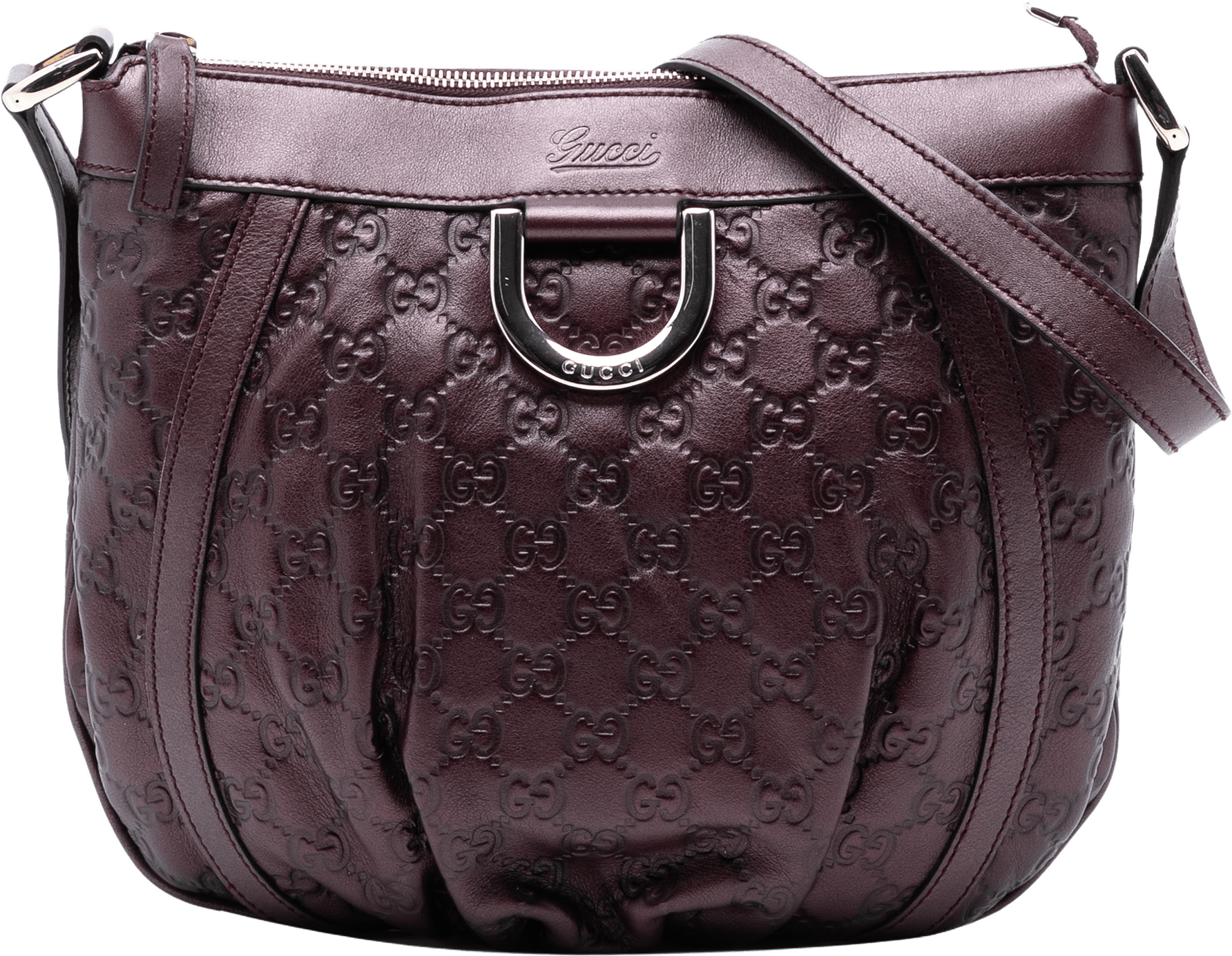 Gucci Metallic Guccissima Abbey D Ring Crossbody, från Luxclusif, i färgen purple.