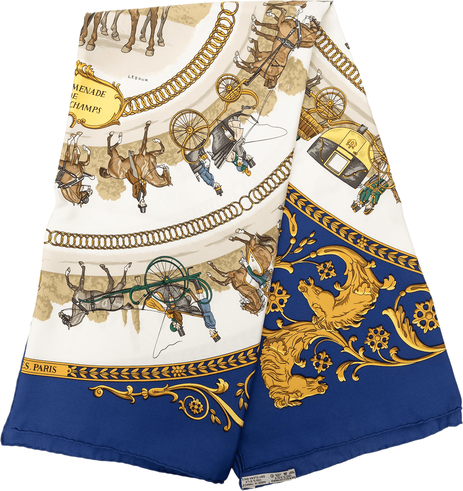 Hermès La Promenade De Longchamps Silk Scarf 90, från Luxclusif, i färgen white.