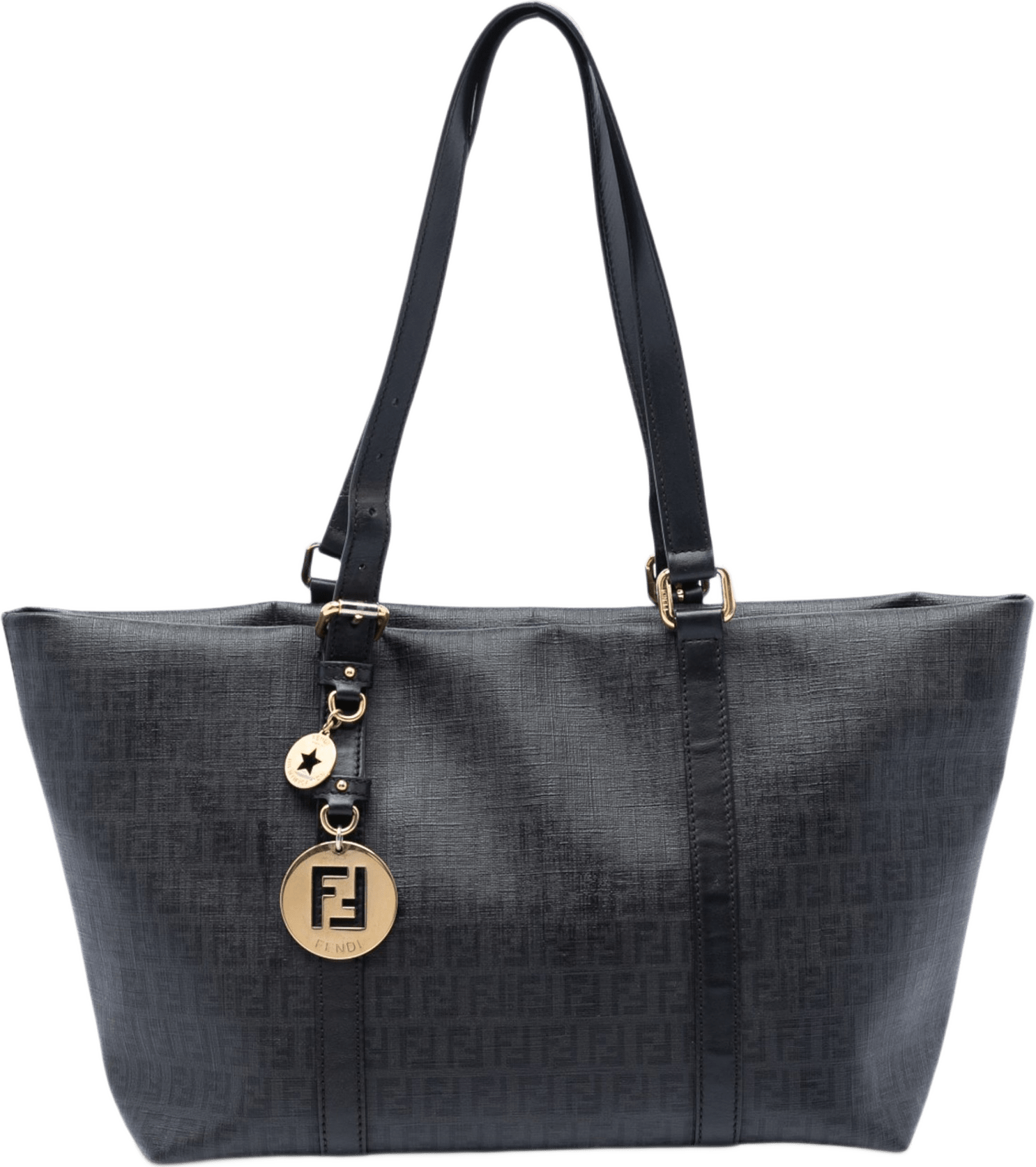 Fendi Zucchino Coated Canvas Superstar Tote, från Luxclusif, i färgen dark gray.